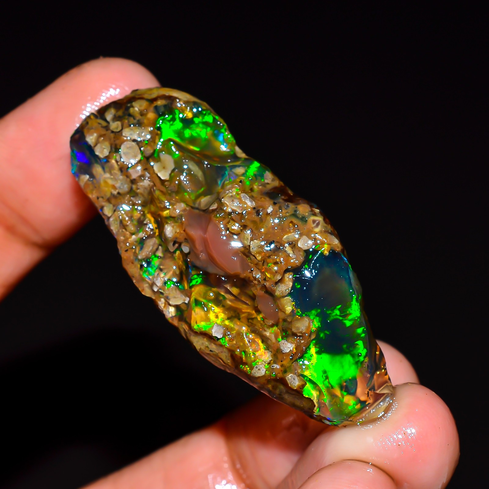 Terrific Natural Ethiopian Opal Loose Gemstone 54 Ct. 44X18X16 mm AO01-53