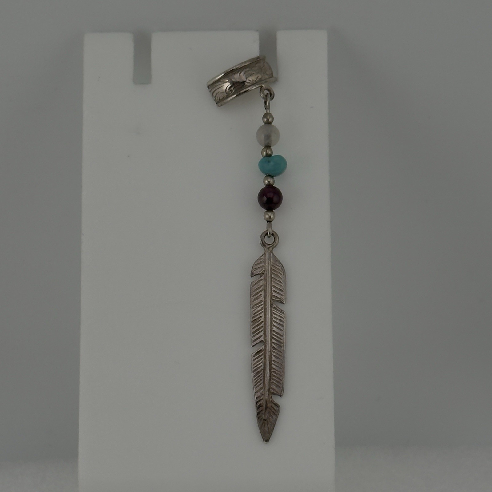 2.75″ Vtg Native American Southwestern Sterling Silver Turquoise Dangle Ear Cuff