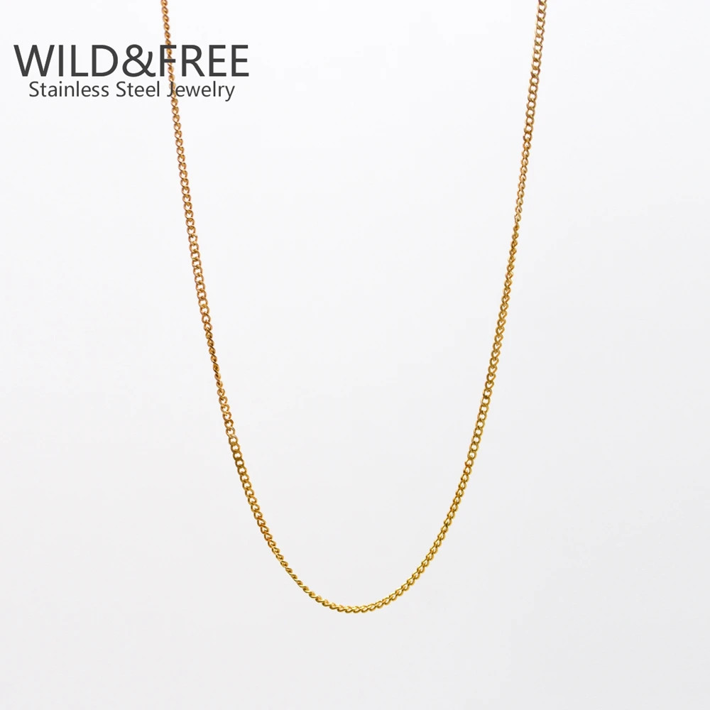 Classic Gold Stainless Steel Necklaces Simple DIY Basic Chains Jewelry