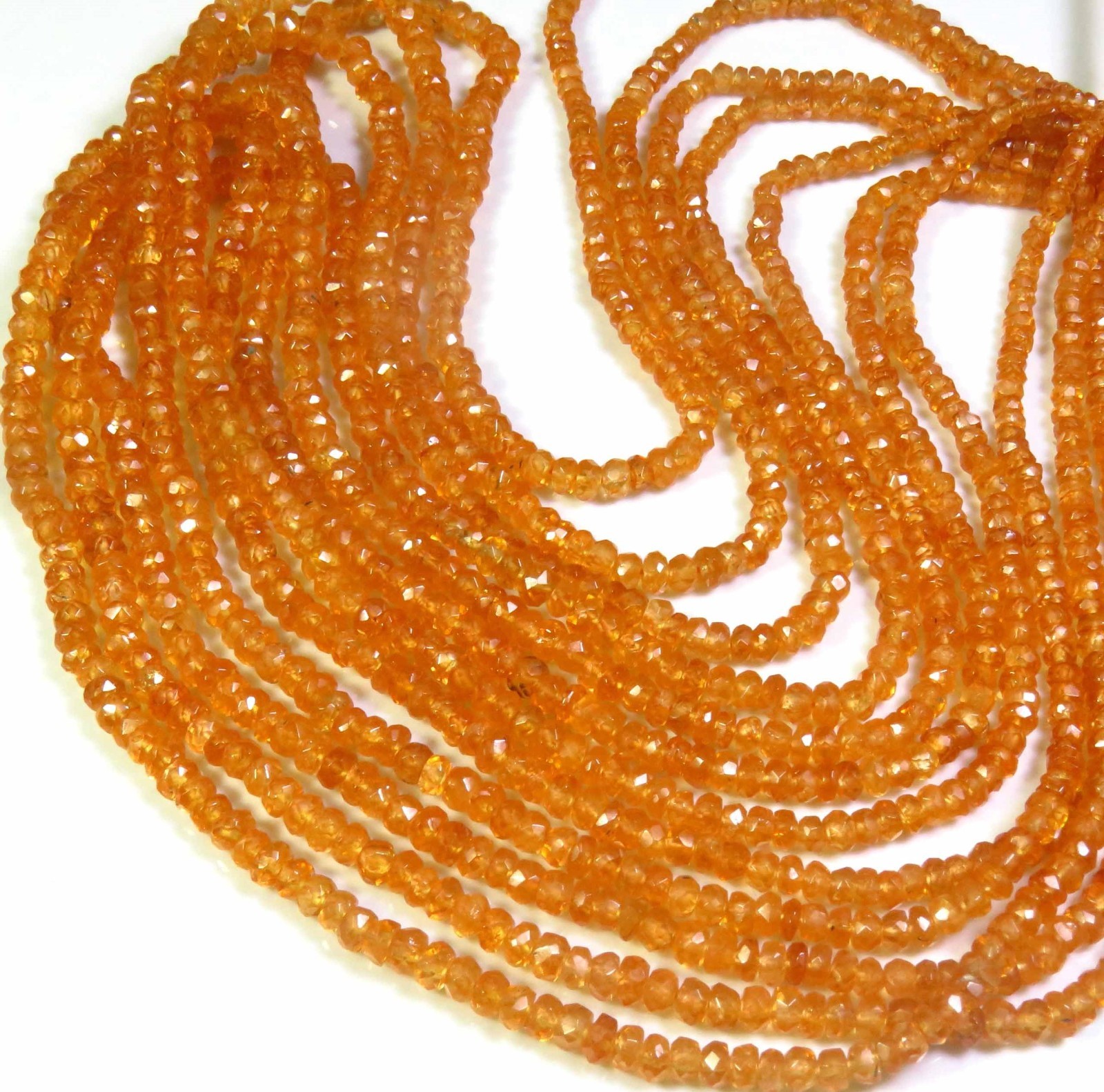 Natural Fanta Garnet Faceted Rondelle Spessartine Beads 8″Strand 2.5-4mm LC-1922