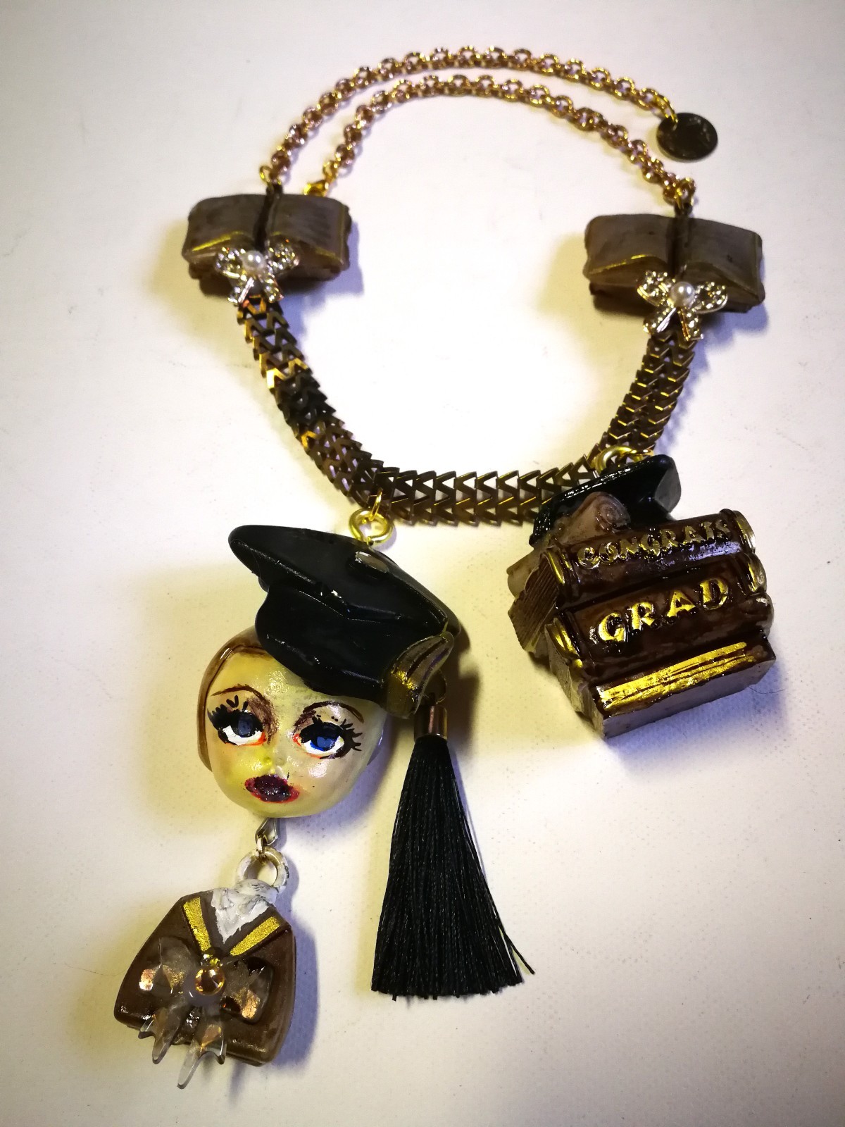 Statement Luxury Necklace Jewelry Pendant Sculpture Books Thesis Lawyer Gift Bib