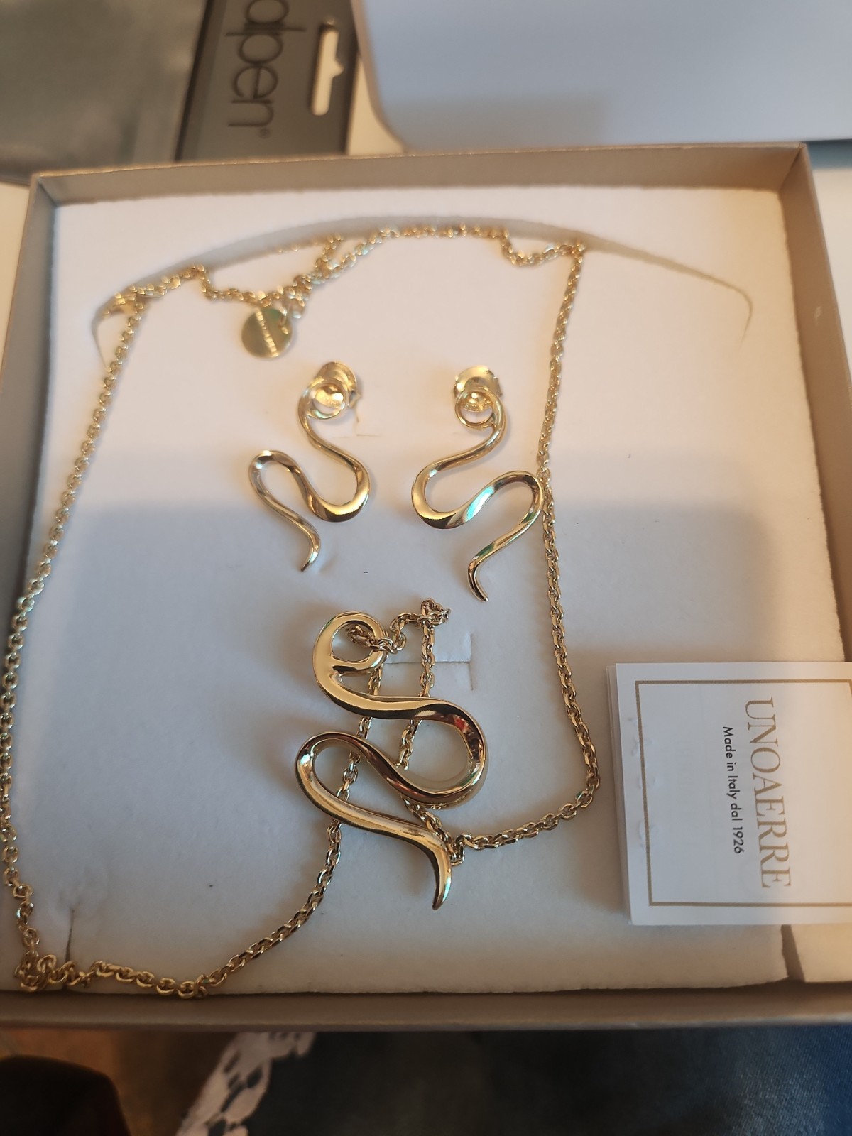 UNOAERRE Complete Set Long Chain + Stylized Snake Pendant Earrings