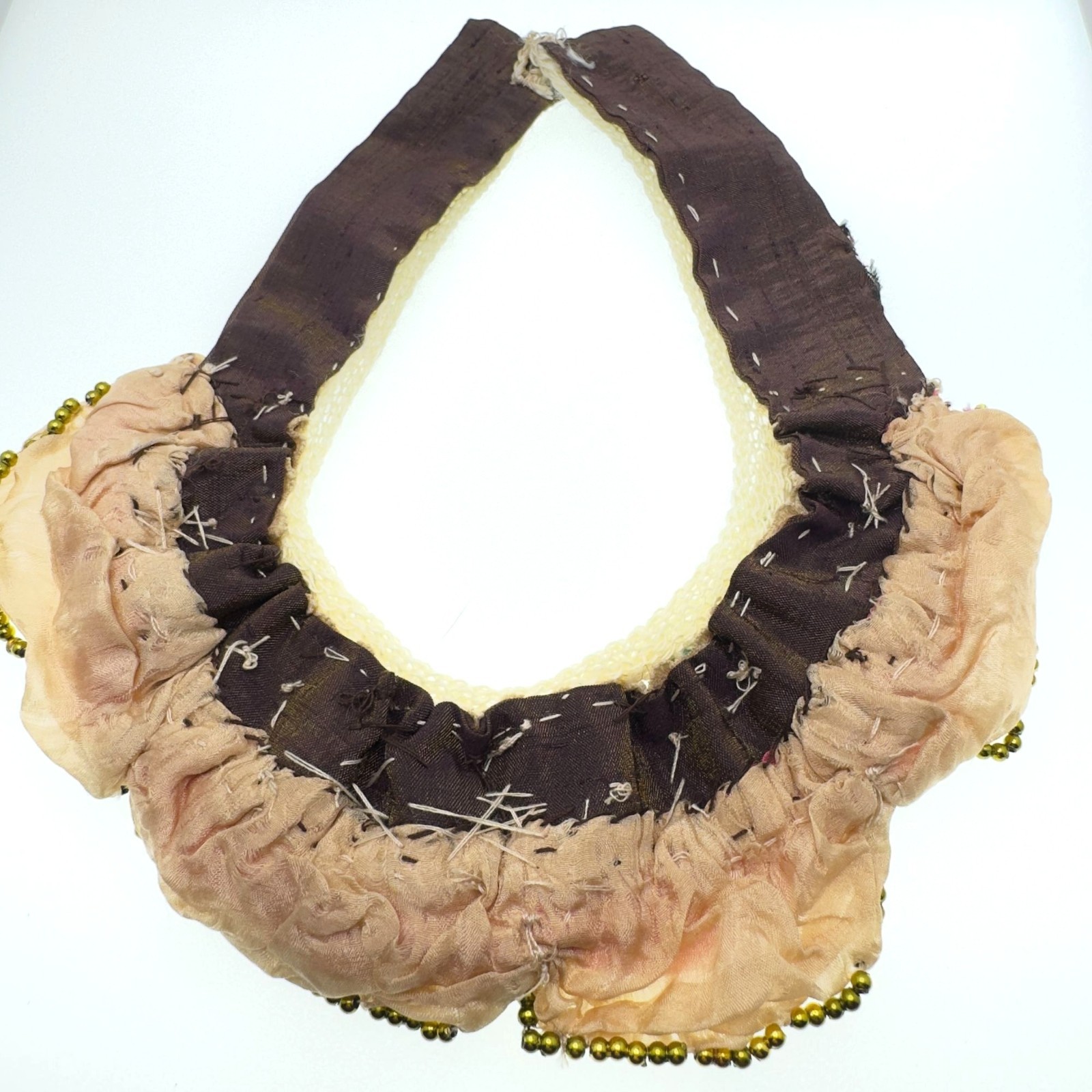 Boho Handmade Turkish Bib Collar Statement Necklace Rustic Fiber Lace Fabric