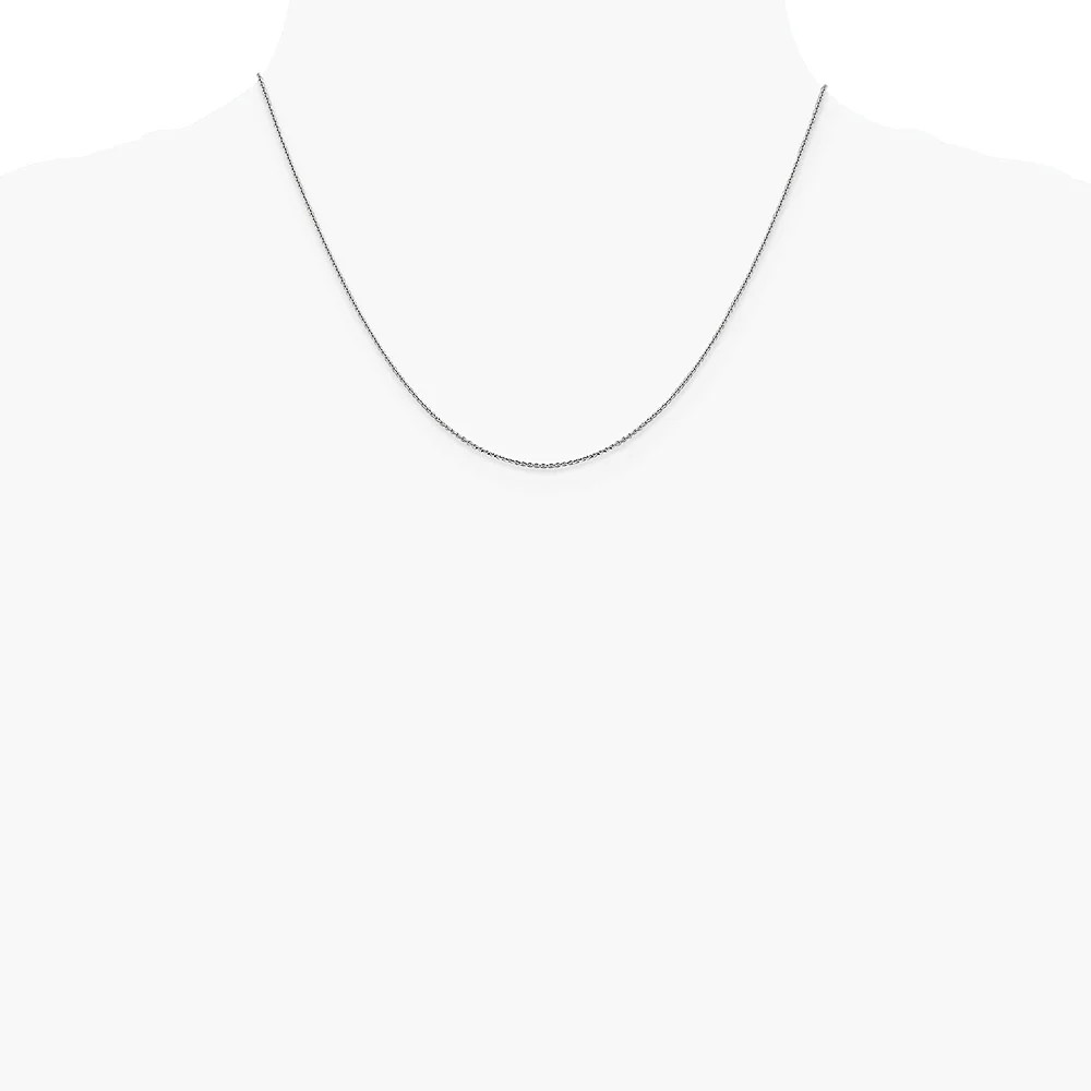 14K White Gold 1.0 Mm Diamond-Cut Cable Chain Necklace 16″-24″