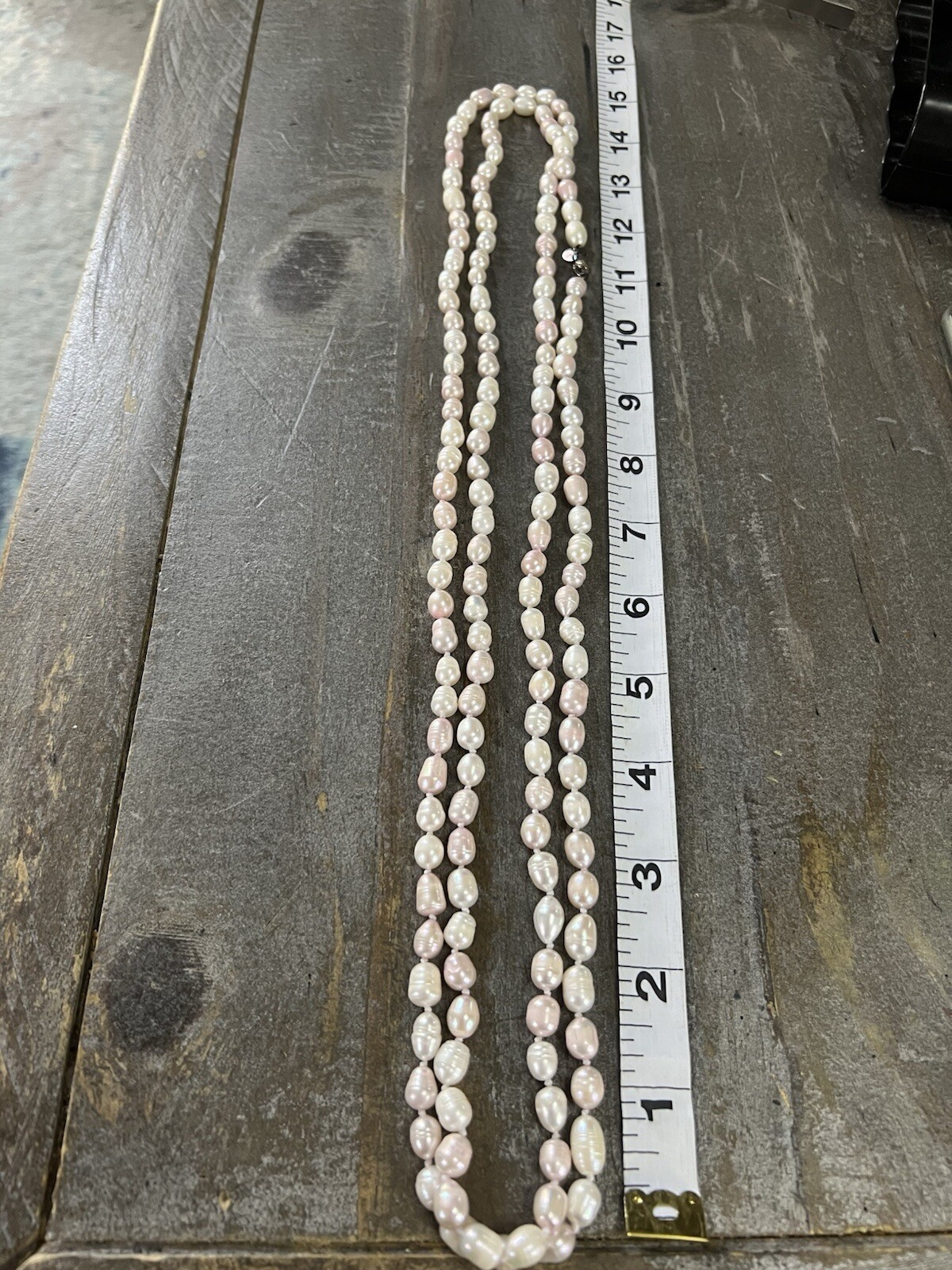 GSJ Sterling Cultured Freshwater Pink & White Pearls 60” Extra Long Length ~61g