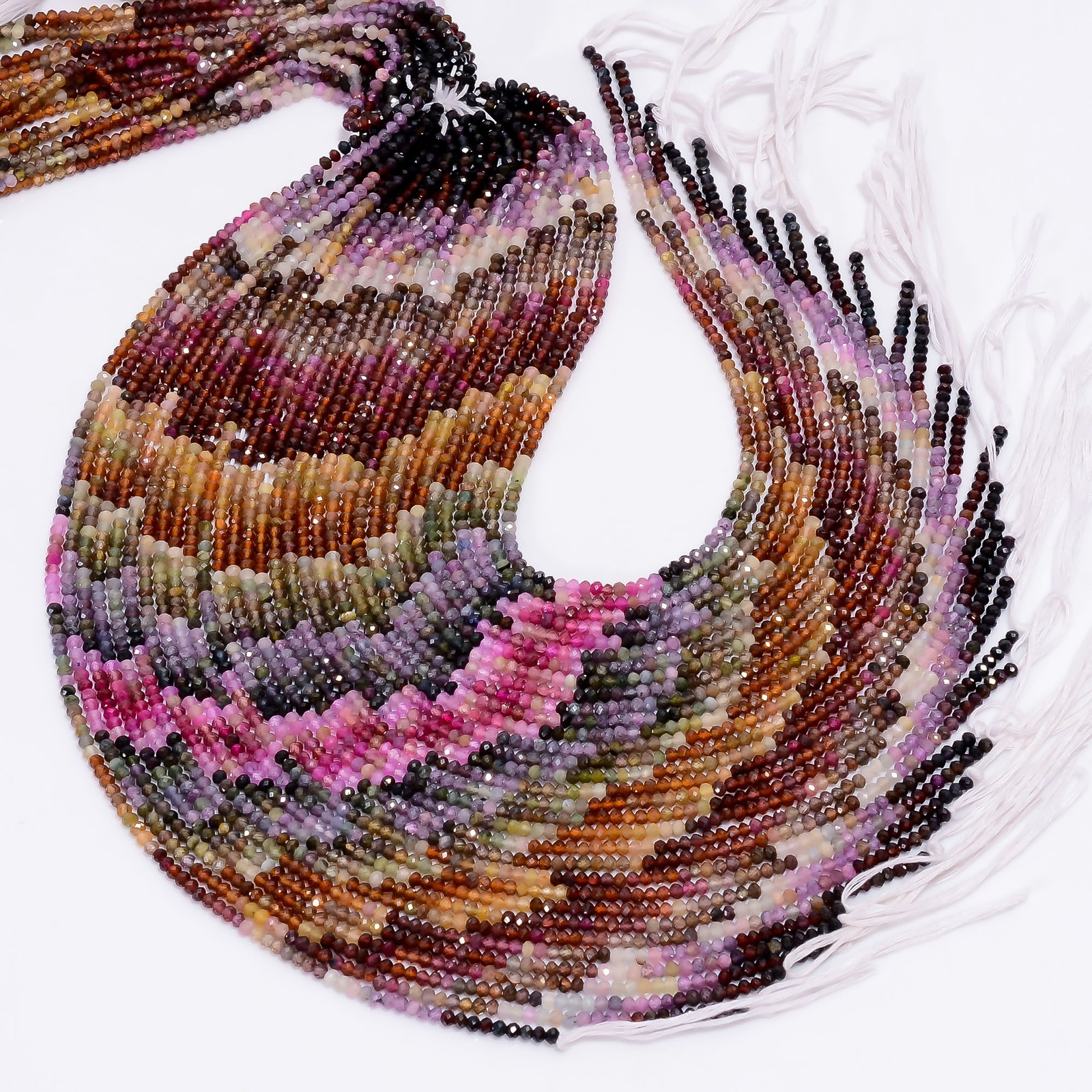 Natural Multi Sapphire Gemstone Round Faceted Beads 3X3 mm Strand 12.5″ AB-907