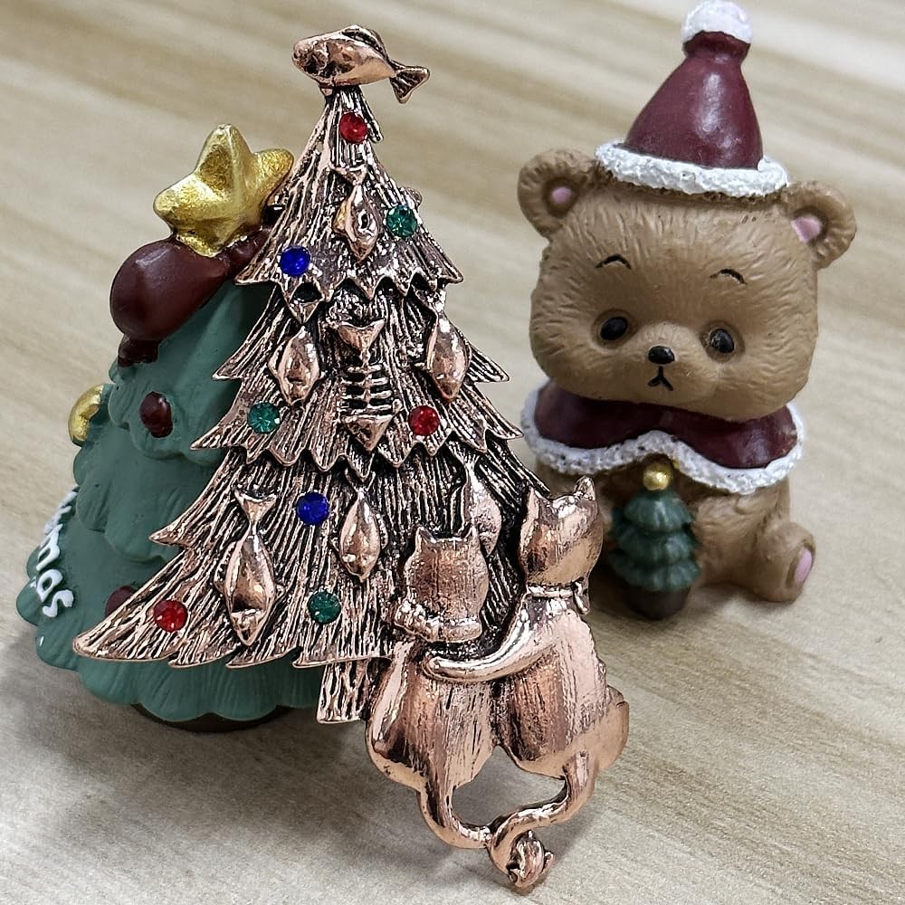 Vintage Crystal Christmas Tree Brooch Pin Jewelry Gift Accessories Christmas Gif