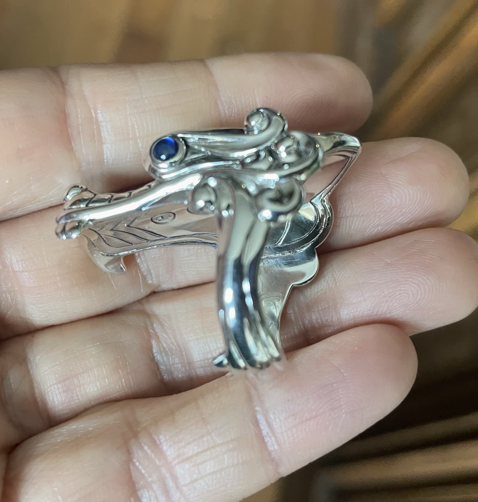 JOHN HARDY Legends Naga Dragon men’s ring sapphire 925 Silver $995 sz 11 New 27g