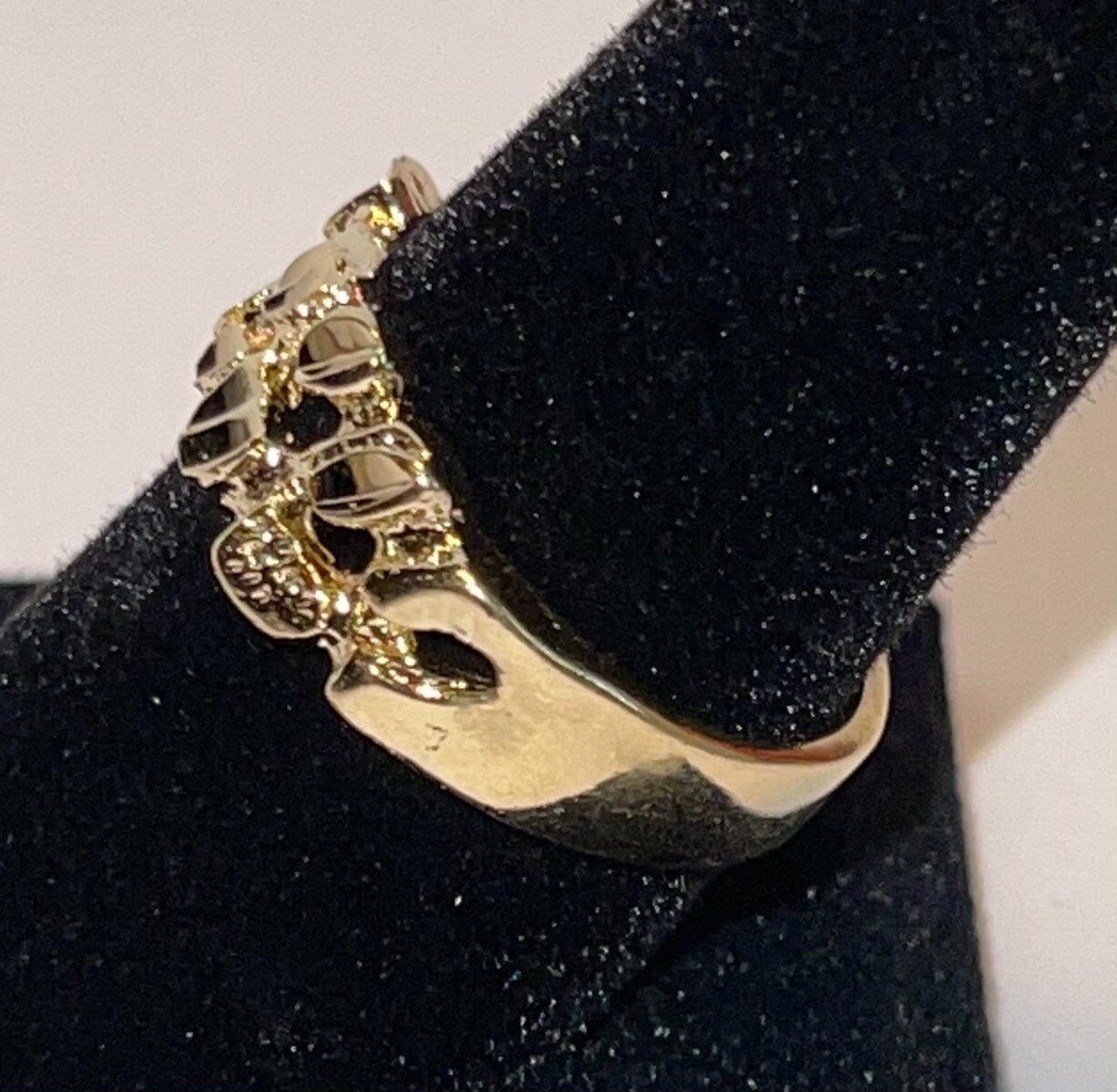 SIZE 4-13 ,NEW 14KT GOLD PLATED STUNNING DESIGNER MENS WOMENS NUGGET RING #5