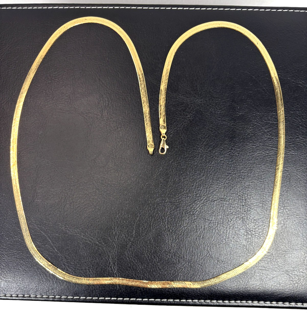 Vintage Hudson’s 14K Yellow Gold Herringbone Necklace 30″ Made In Italy 15g