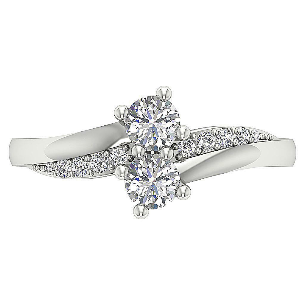 Forever Us Two Stone Ring I1 G 0.70 Carat Natural Round Cut Diamond 14K Gold