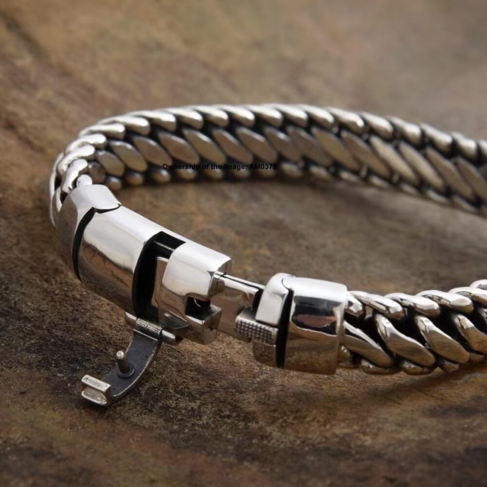 Real 925 Sterling Silver Bracelet 10.5mm Unique Curb Link Bracelet 7.87-8.66inch
