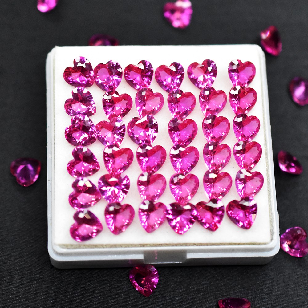 Natural Pink Sapphire Heart Cut 12.00 Ct Pcs 6×6 mm Lot CERTIFIED Gems For Gift