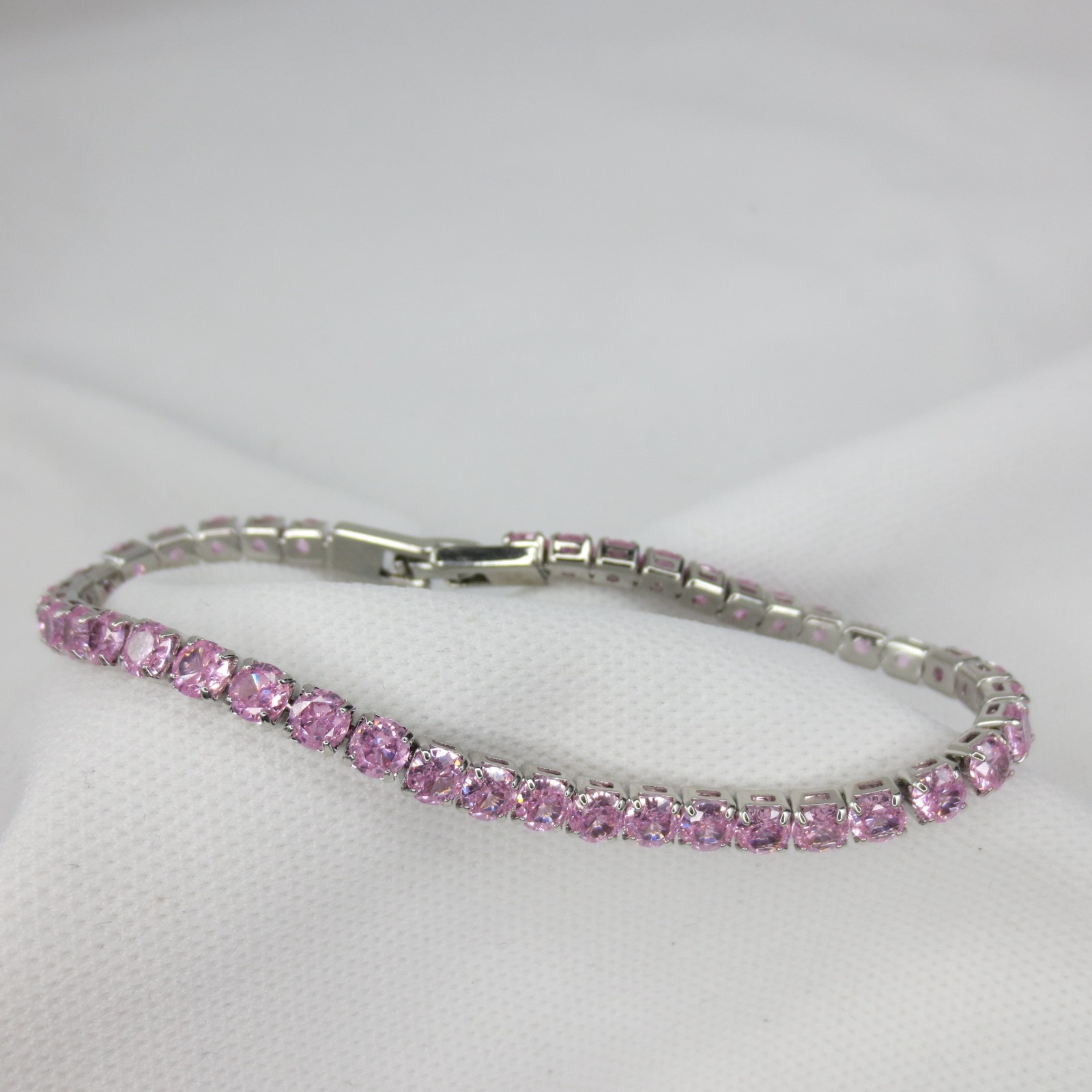18k White Gold Filled Tennis Bracelet 7.5″ AAA Blue Cubic Zirconia width 5 mm