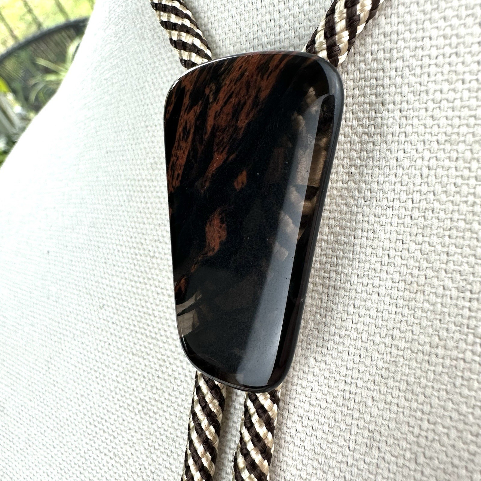 Stunning Translucent Mahogany Obsidian Western Bolo Tie Southwestern ￼