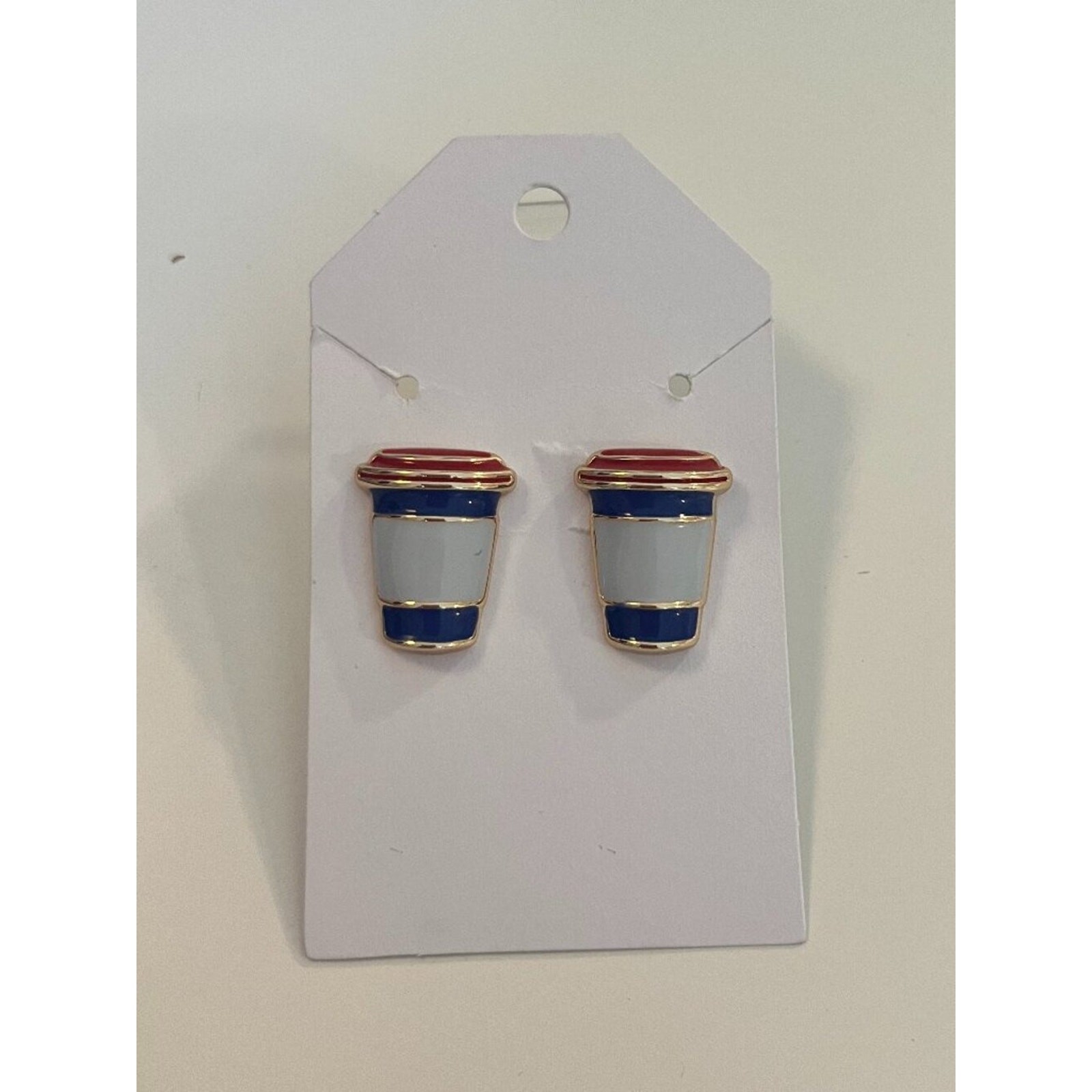 Kate Spade x Target || red, blue and gold coffee cup earrings Streetwear