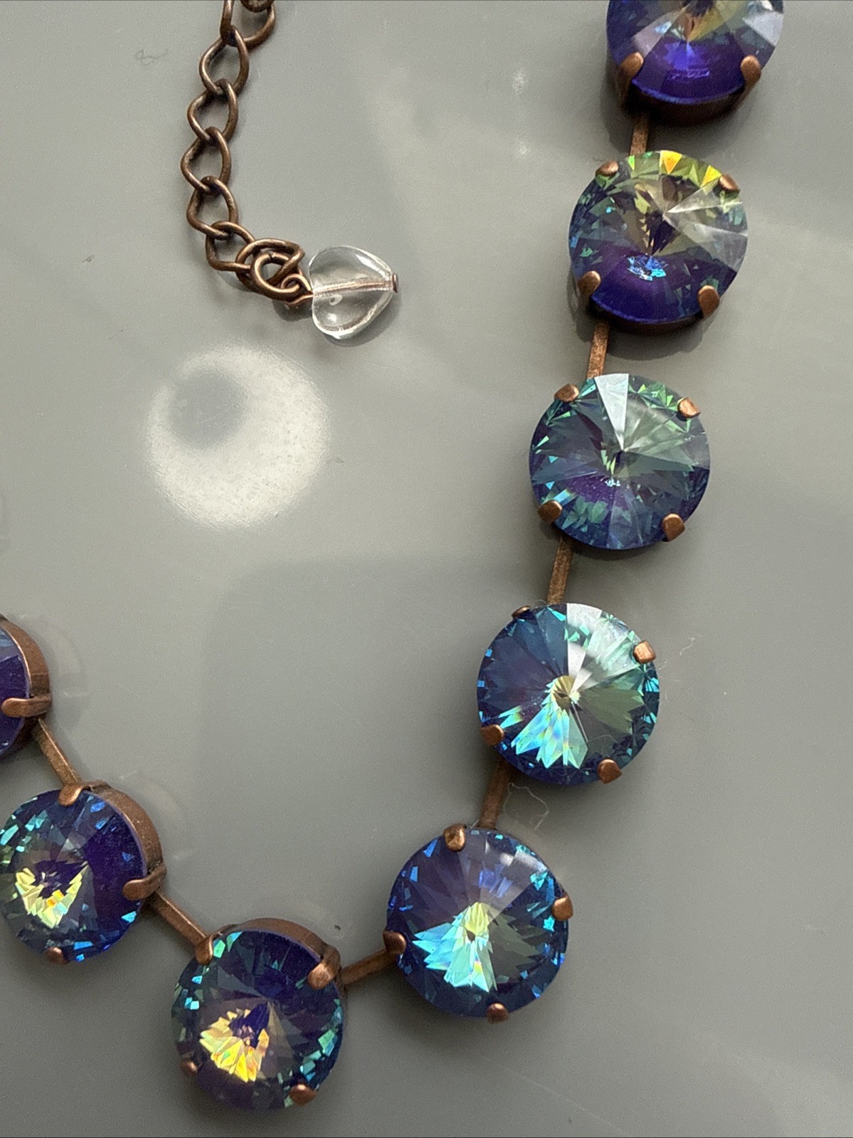 Authentic Sabika Manhattan Choker Necklace 15mm Iridescent Blue Teal Crystal