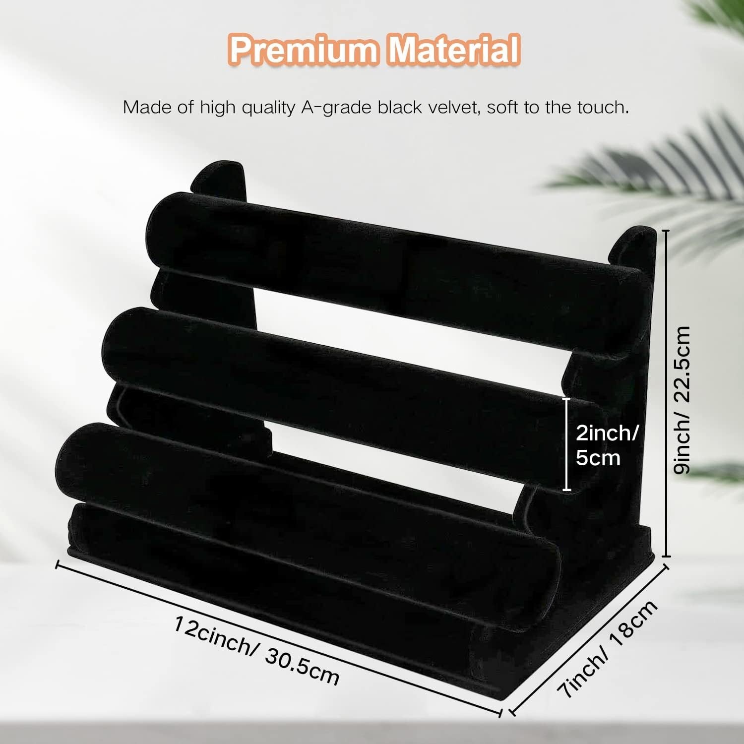 Velvet Bracelet Holder 3 Tier Jewelry Display Stand Black T Bar Organizer