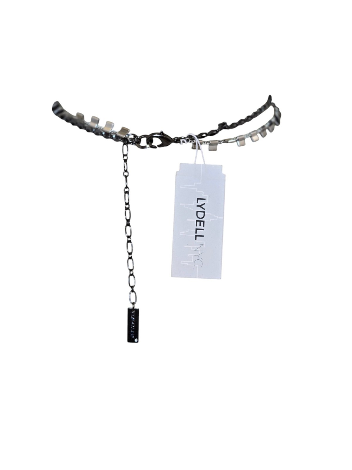 Lydell NYC Women’s Gunmetal Crystal Statement Bib Necklace NWT