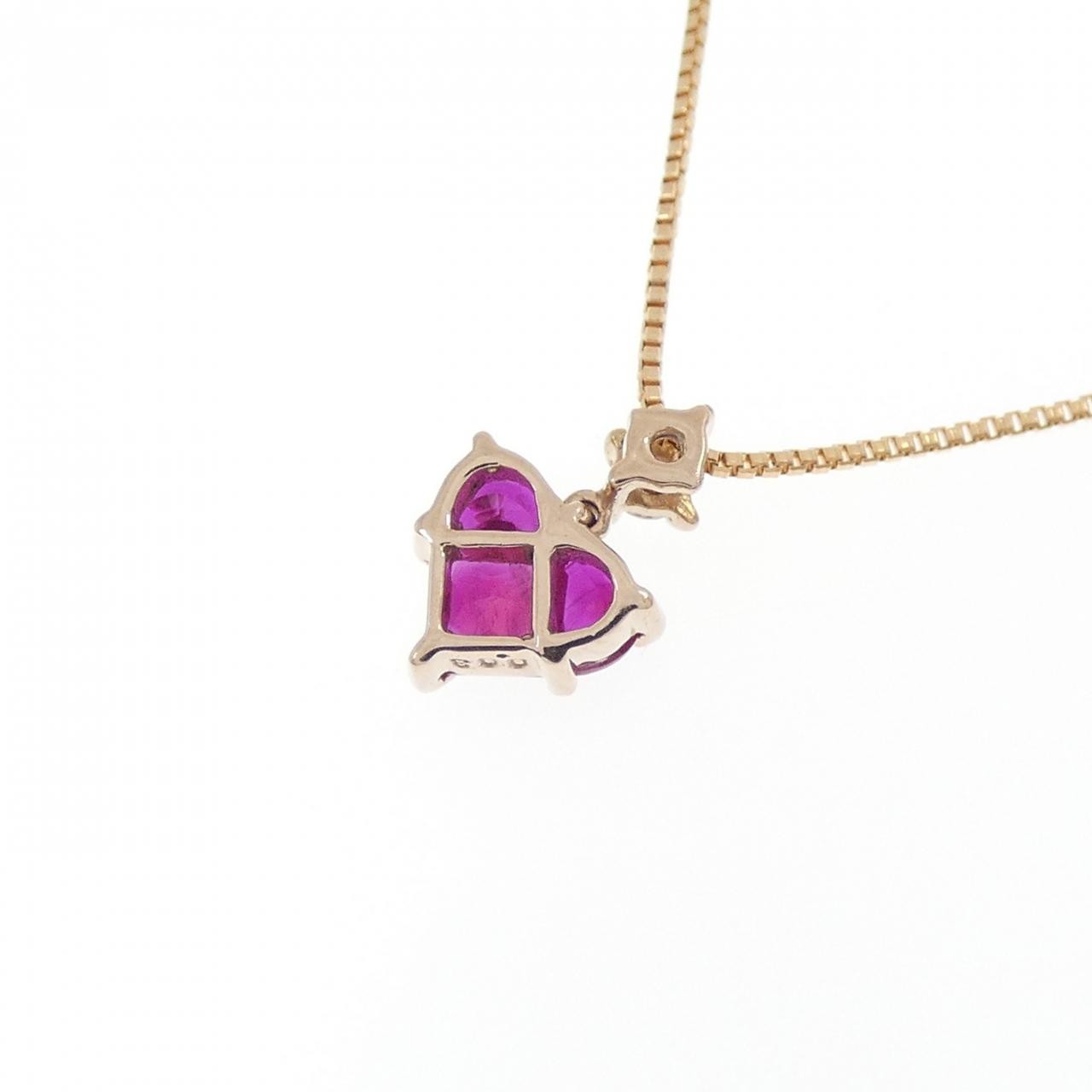 Authentic K18PG Heart Ruby Necklace #270-004-147-2849