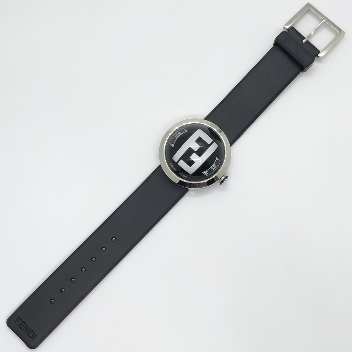 FENDI 8010G Boussole Bubble Dome Black Quartz Rubber Unisex Watch Swiss