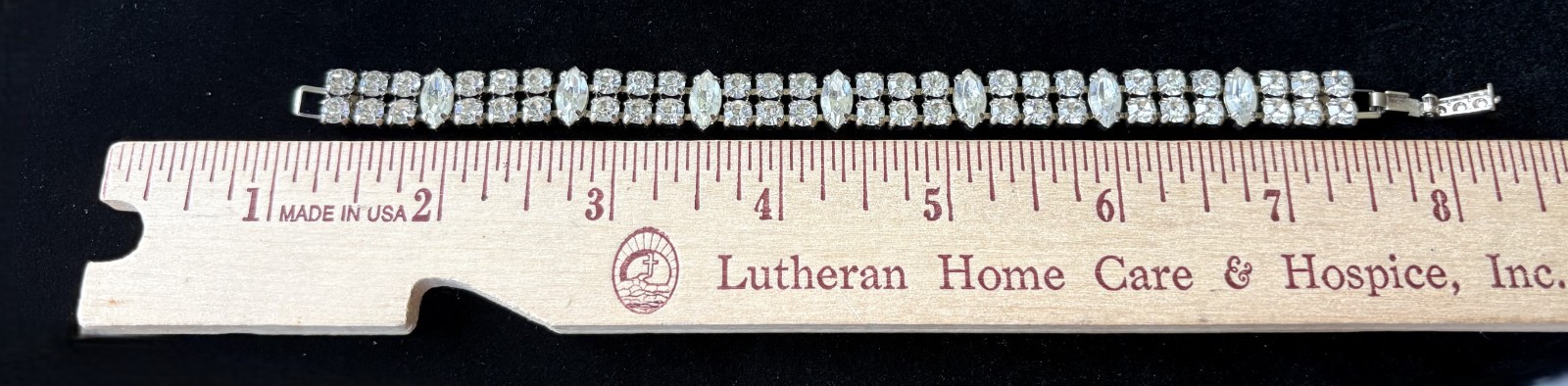 Vintage 1950s Signed “La Rel” Rhinestone Tennis Bracelet 3-Row 7″
