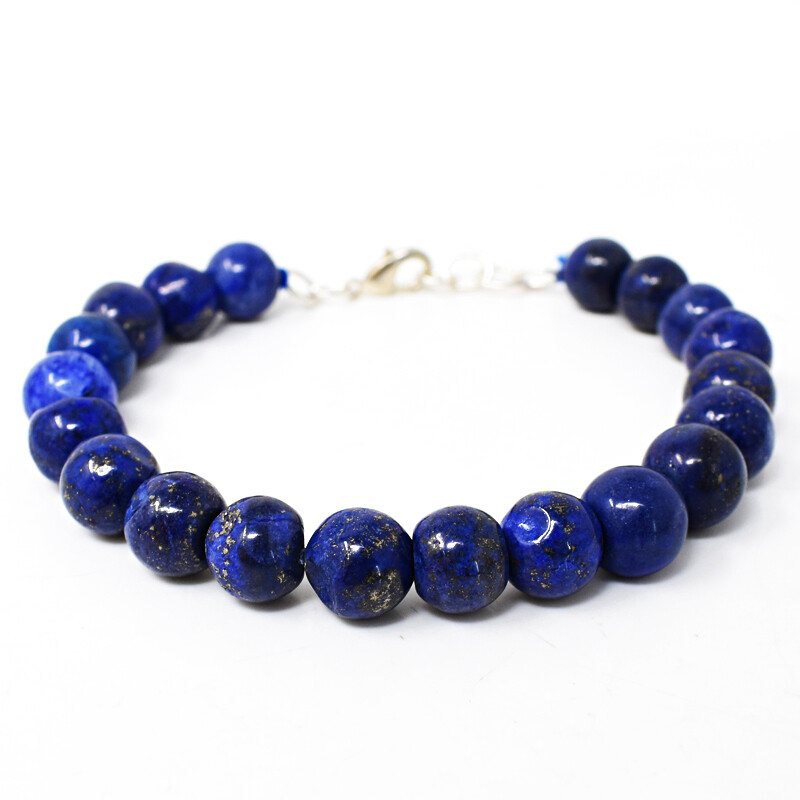 157.00 Cts Natural 7″ Long Lapis Lazuli Round Shape Beads Bracelet JK 16E268