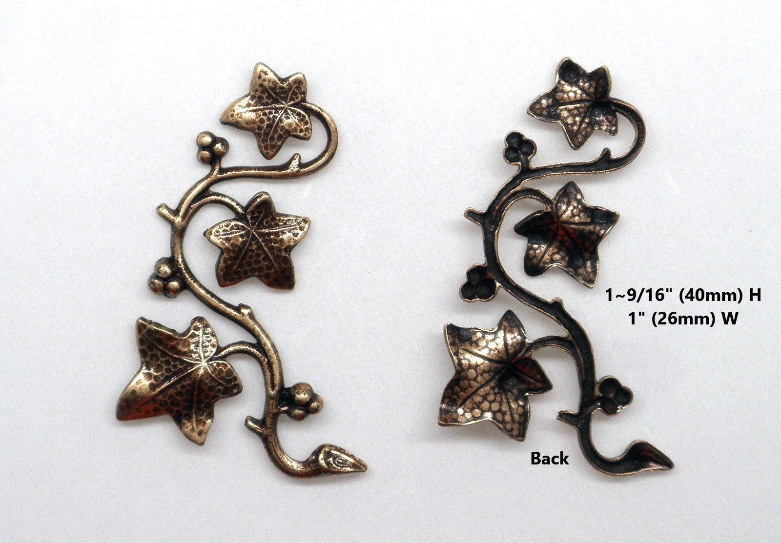 #4041 ANTIQUED BRASS LEFT & RIGHT BORDER VINES W/BERRIES – 1 PAIR