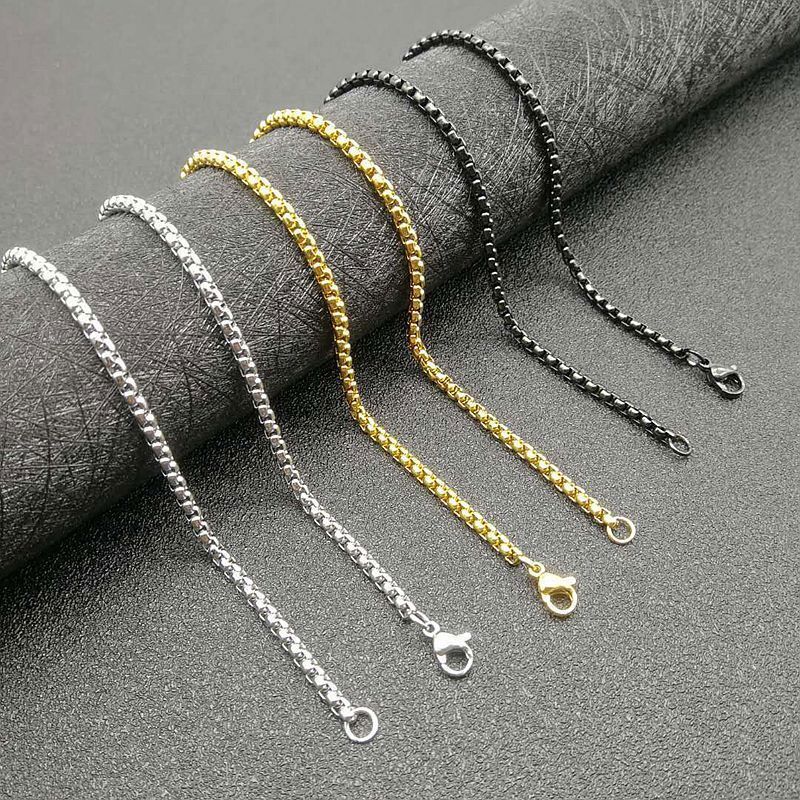 Pure Titanium 3mm Width Square Box Chain Anti-allergy Ultralight Necklace Unisex