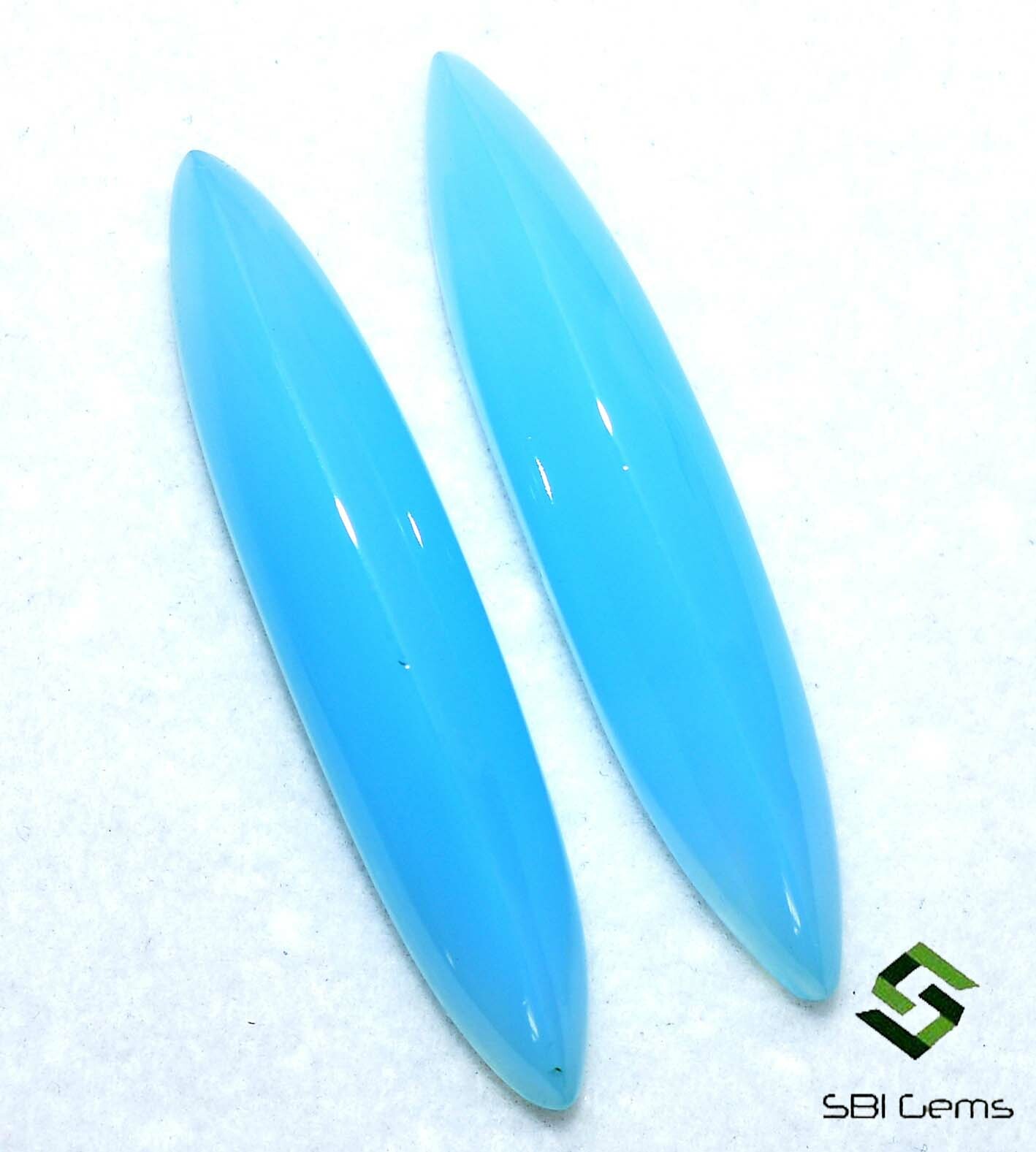 30×6 mm Natural Chalcedony Fancy Long Shape Cabochon Pair 13.21 CTS Loose Gems