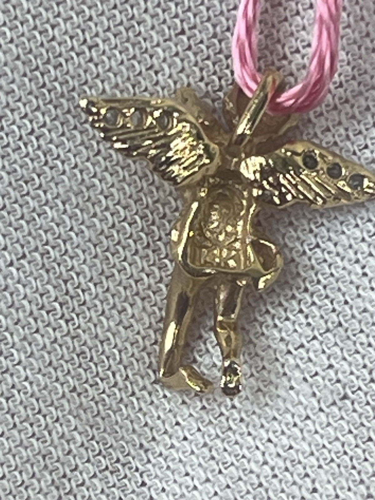 vtg made in Italy 2 gram 14k gold/6Diamond guardian angel pendant sparkly