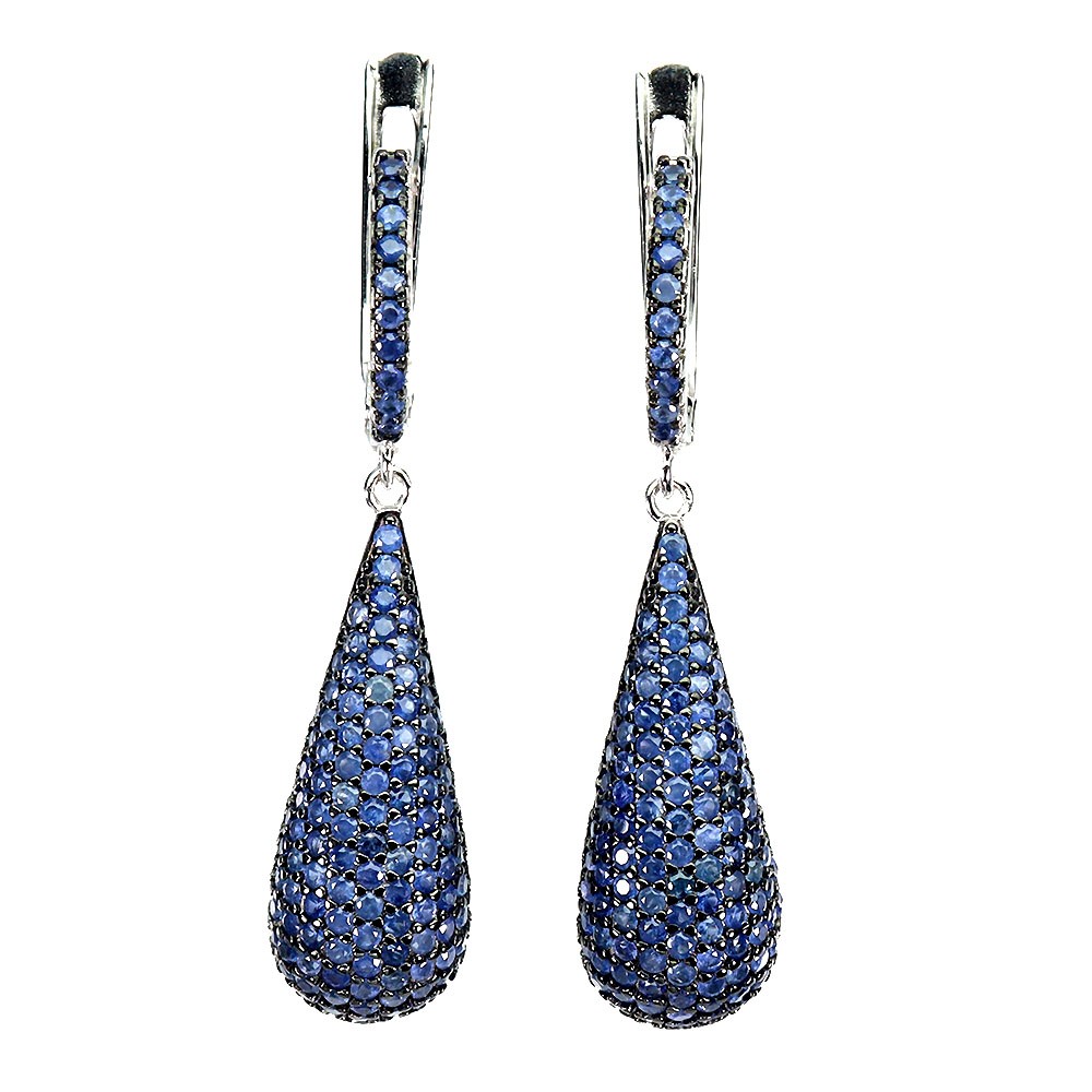 925 Sterling Silver Earrings Sapphire Round Diamond Cut Topaz Gemstone Jewelry