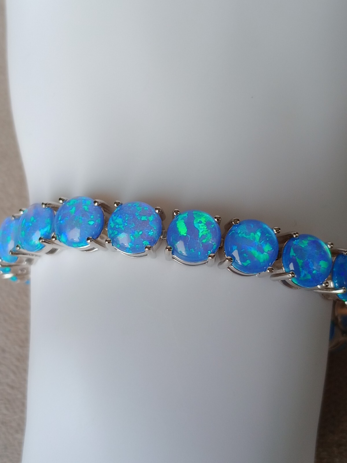Gold Blue Opal Tennis Bracelet | Opal Bracelet | Opal | October Birthstone