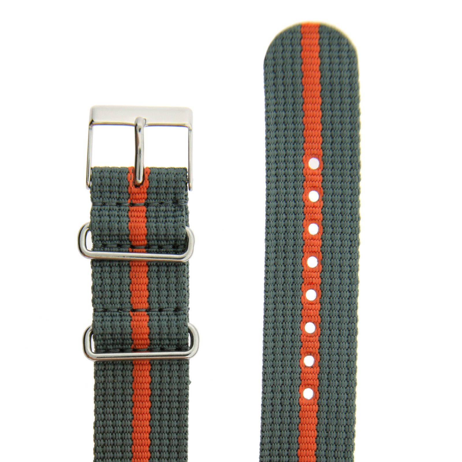 Watch Band Nylon Fits Timex Weekender Orange Grey Extra long 20mm