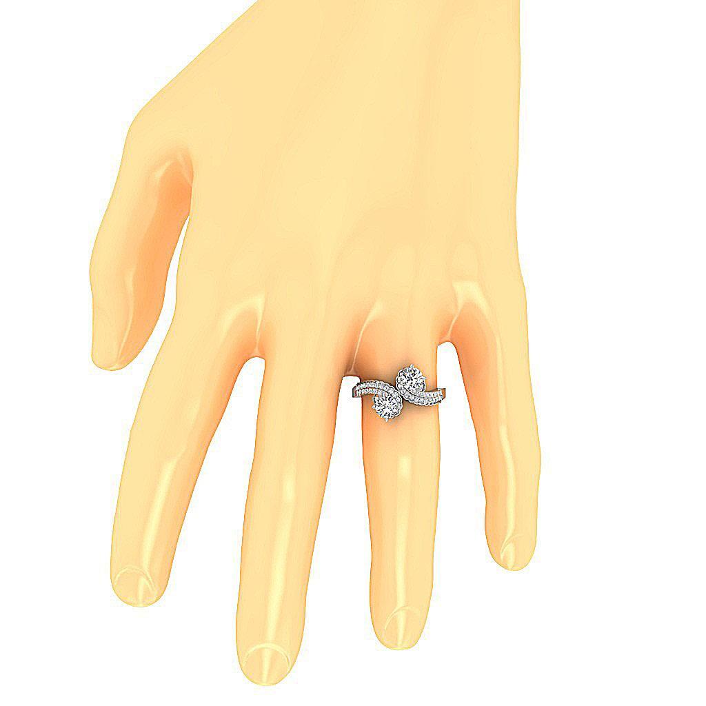 Anniversary Gift Forever Us Two Stone Ring Natural Diamond I1 G 1.50 Ct 14k Gold