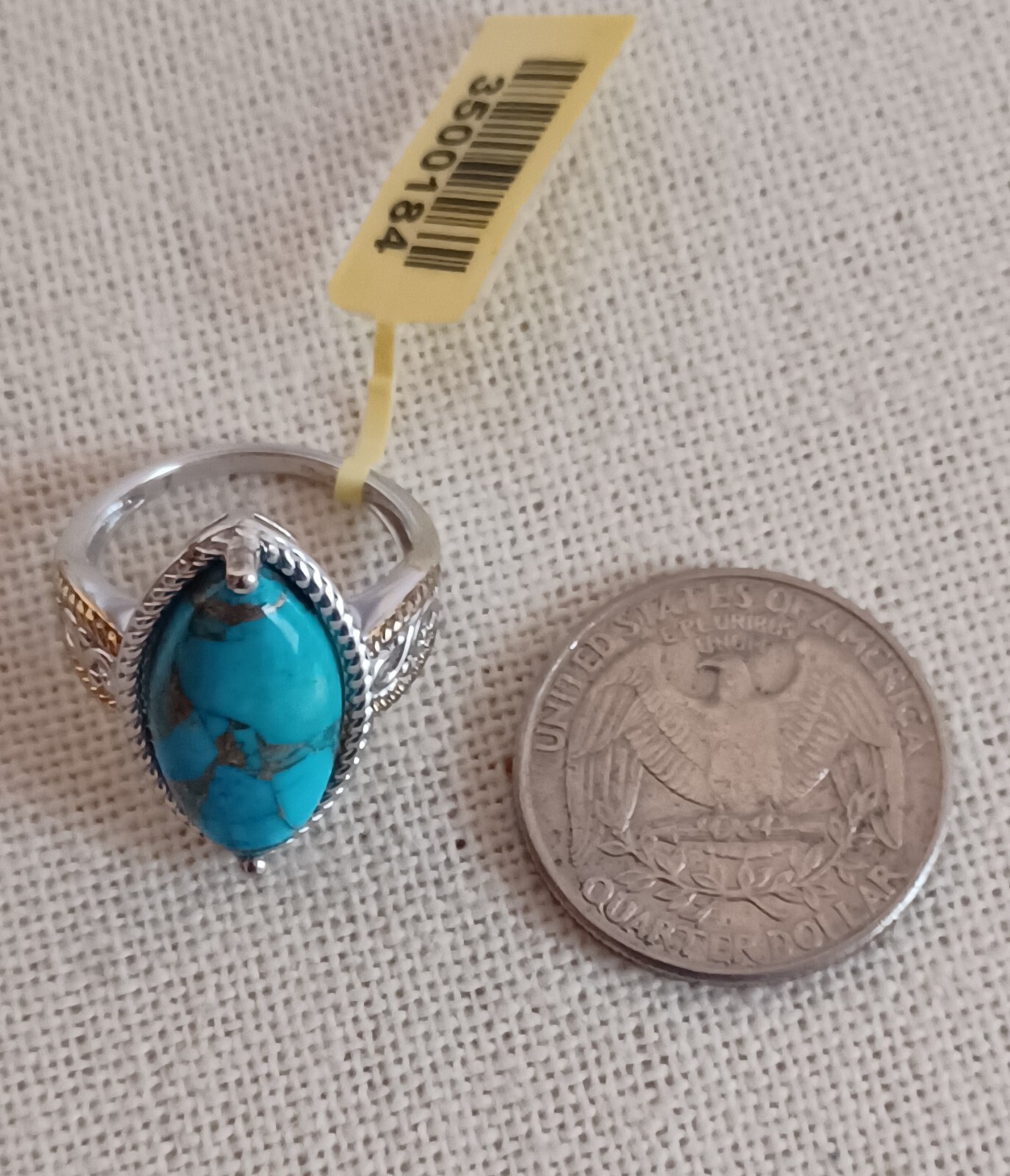 Natural Blue Copper Infused Turquoise Gemstone Women .925 Streling Size 7