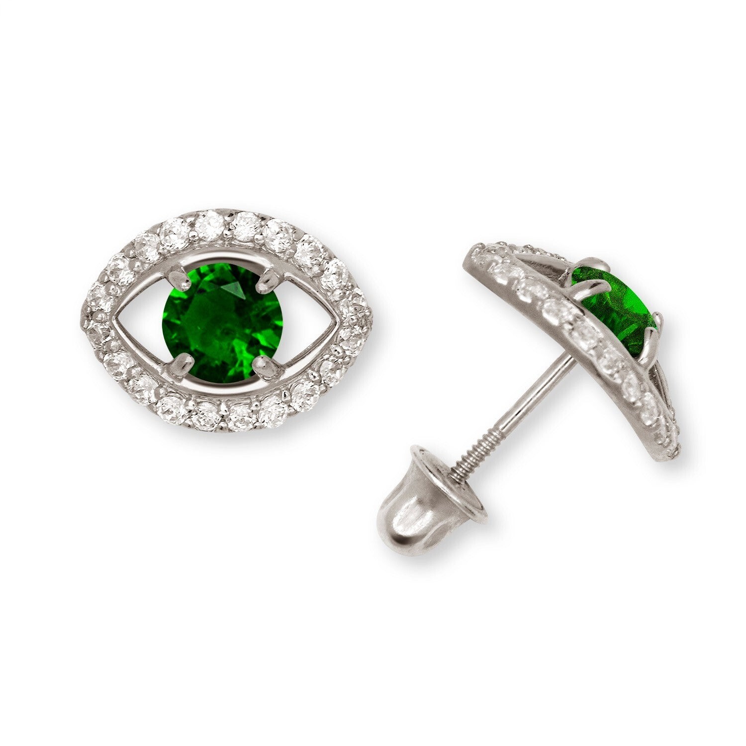 14k Yellow/White CZ Stud Earrings Screwback