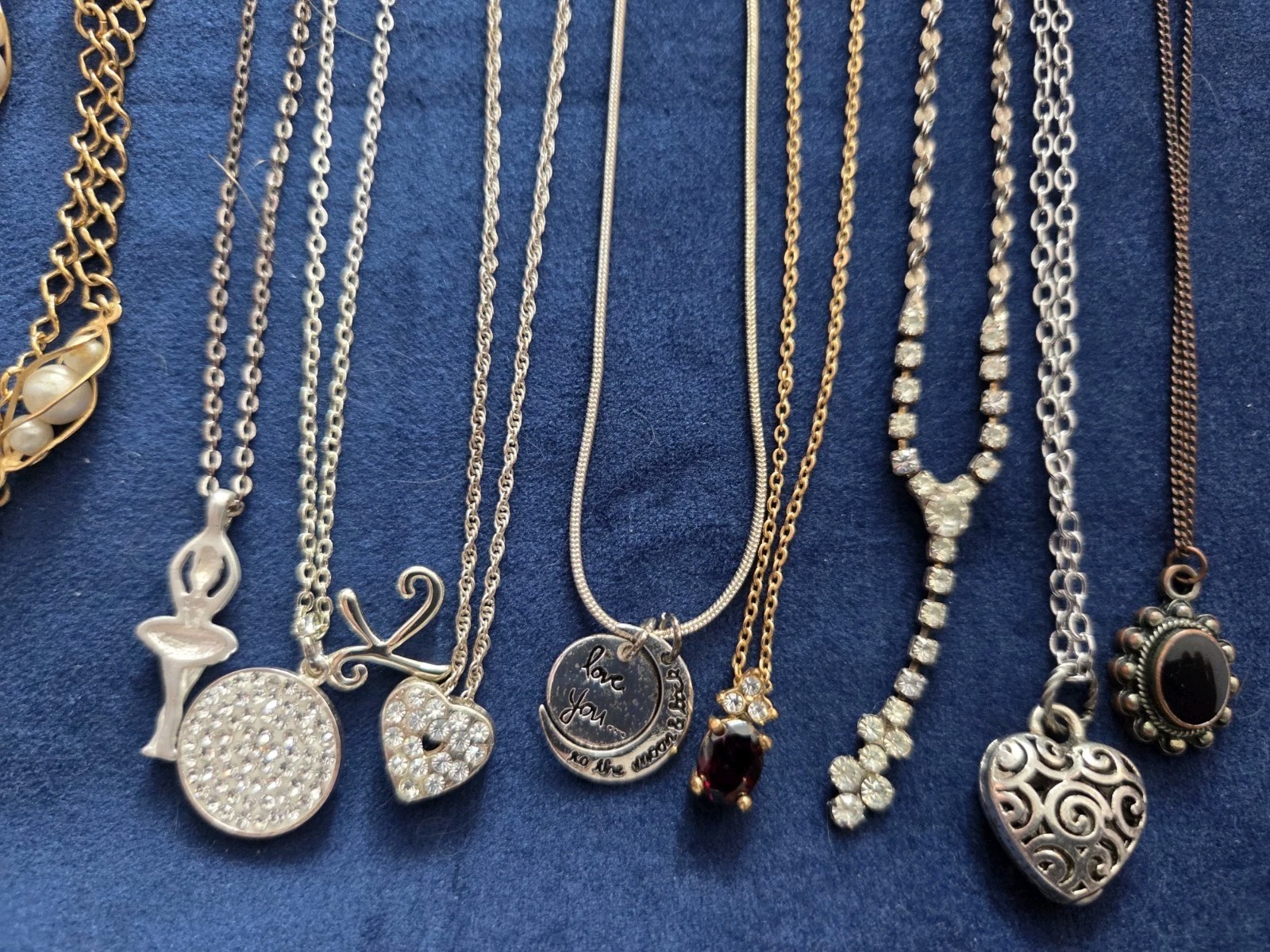 Vintage Now Fine Chain Crystal Pendant Necklace Lot 20 Some Signed Avon Etc