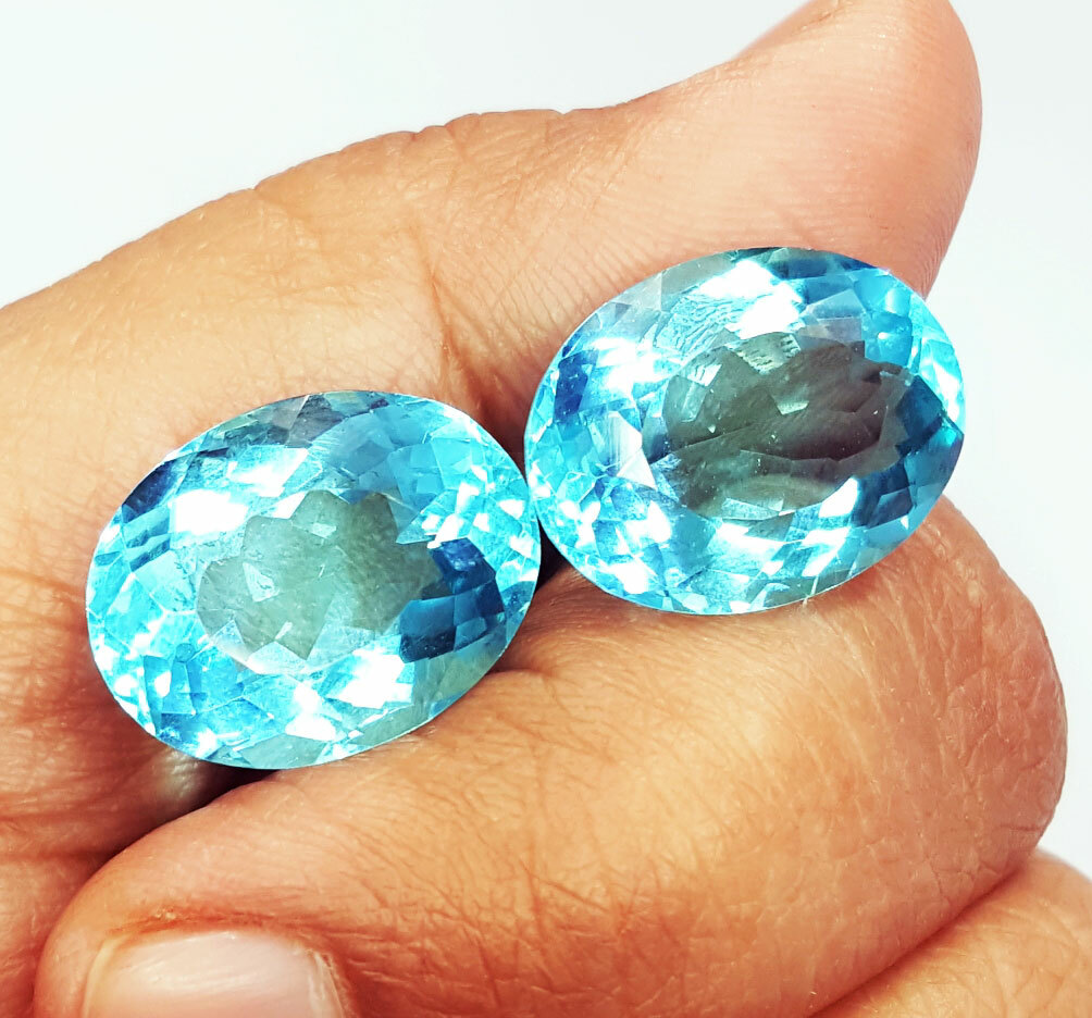 10 to 12 Ct Loose Gemstone Aquamarine Pair Certified Oval Cut AA+ Aquamarine Gem