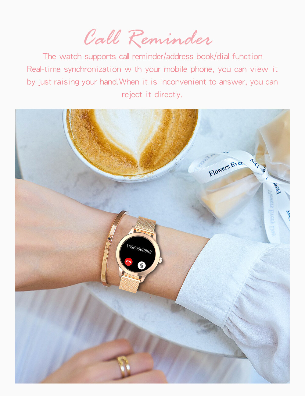 Women Girls Female Smartwatch Bluetooth Smart Watch Fitness Tracker Pedometer