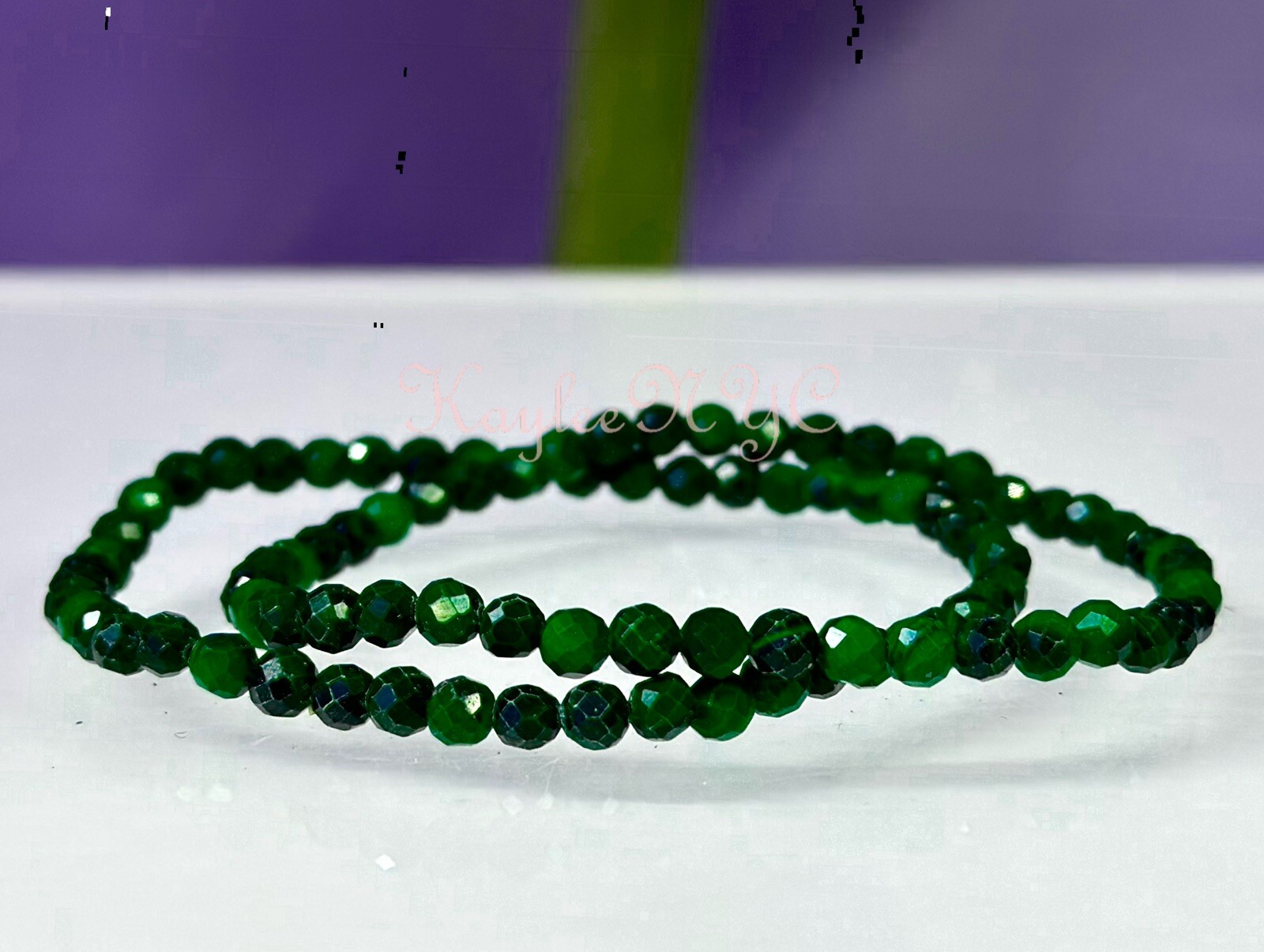 Wholesale 6 Pcs Natural Malachite 4mm Faceted 7.5” Healing Stretch Bracelet