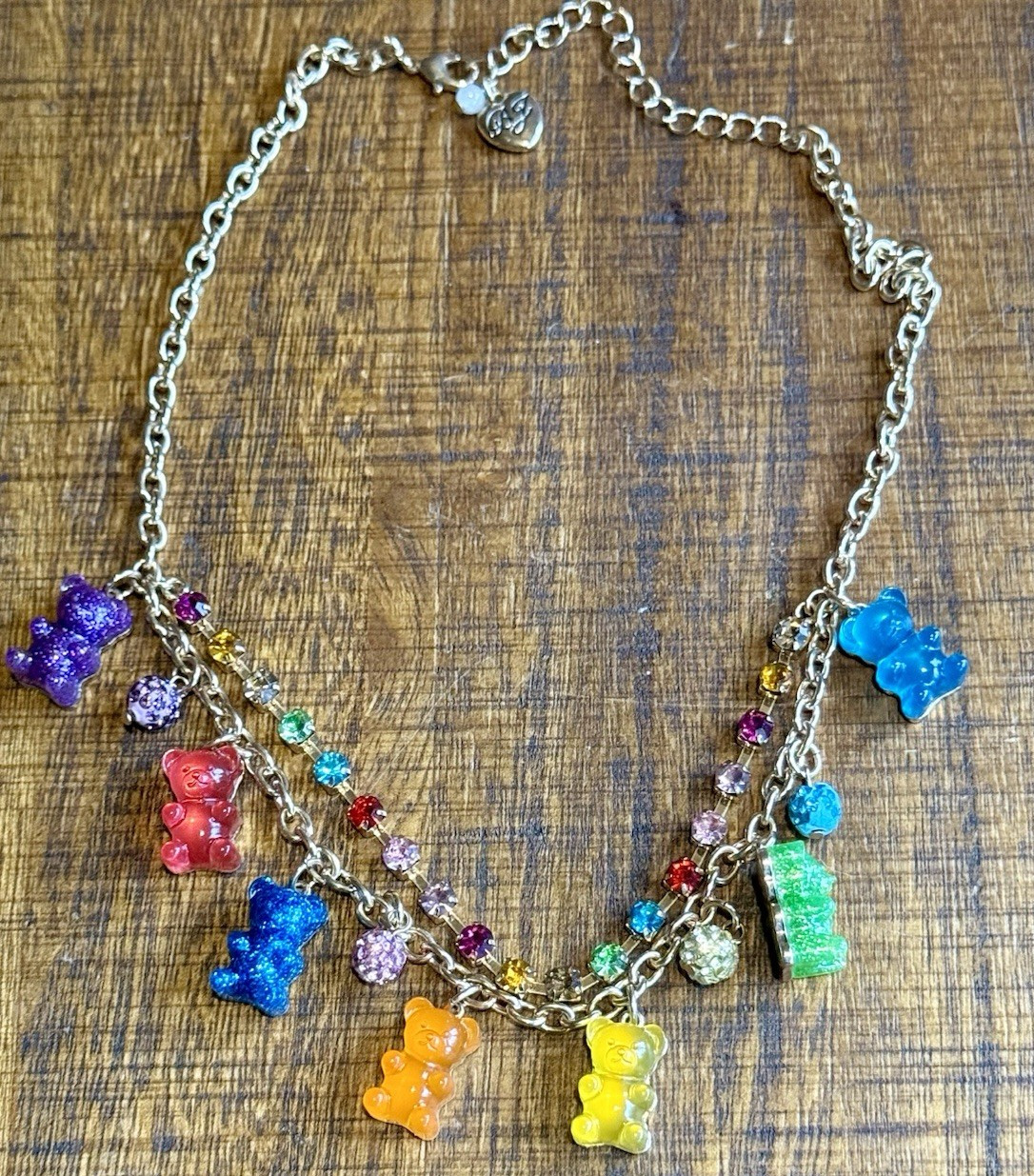 ✨🐻 Betsey Johnson Gummy Bear Rainbow Rhinestone Necklace