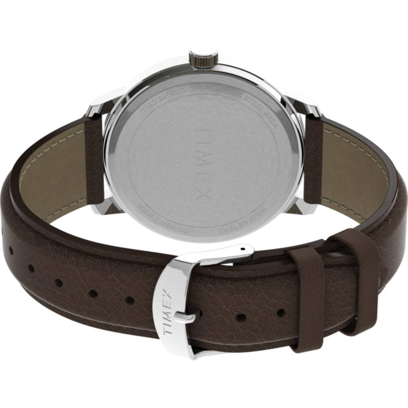 Timex Men’s Watch Easy Reader Quartz Cream Dial Brown Leather Strap TW2V21300