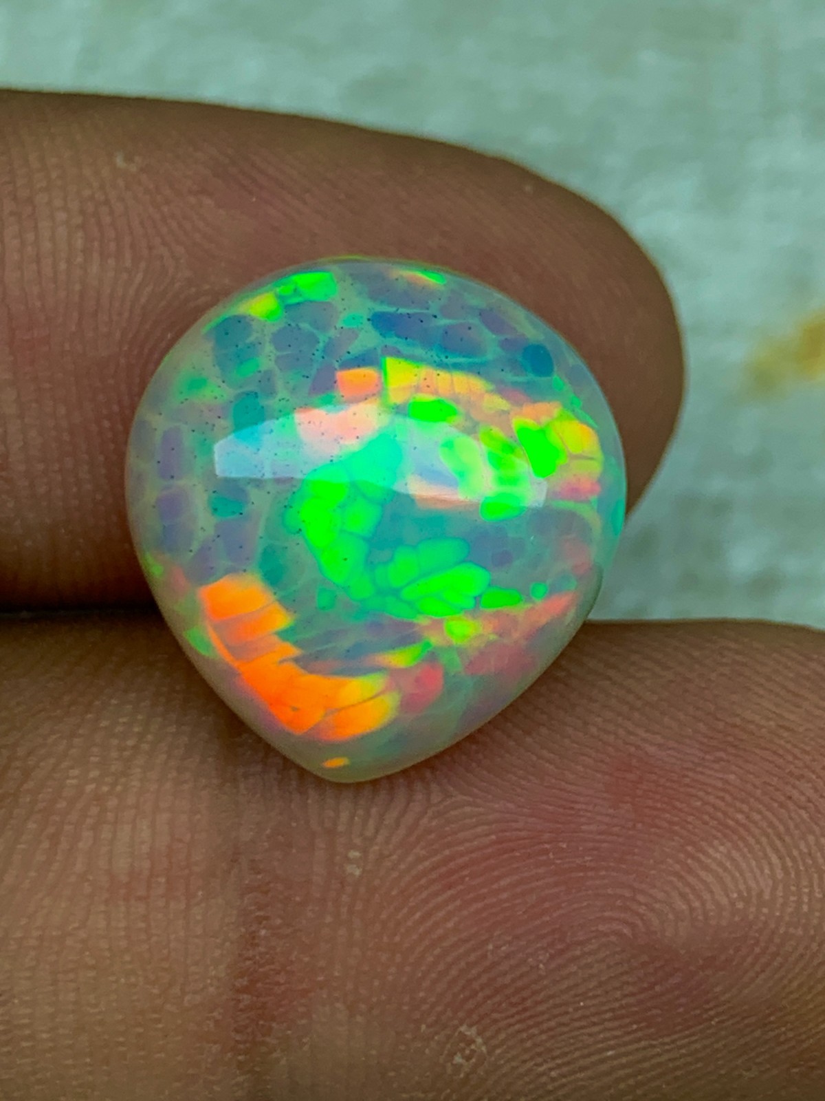 Natural Ethiopian Welo Opal 10.80crt Honeycomb Pattern Cabochon Loose Gemstone