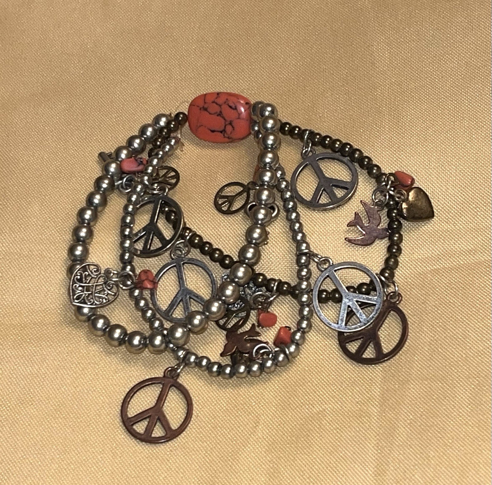 Vintage Bohemian multi-strand Charm Bracelet by Lucky Brand Silver-tone