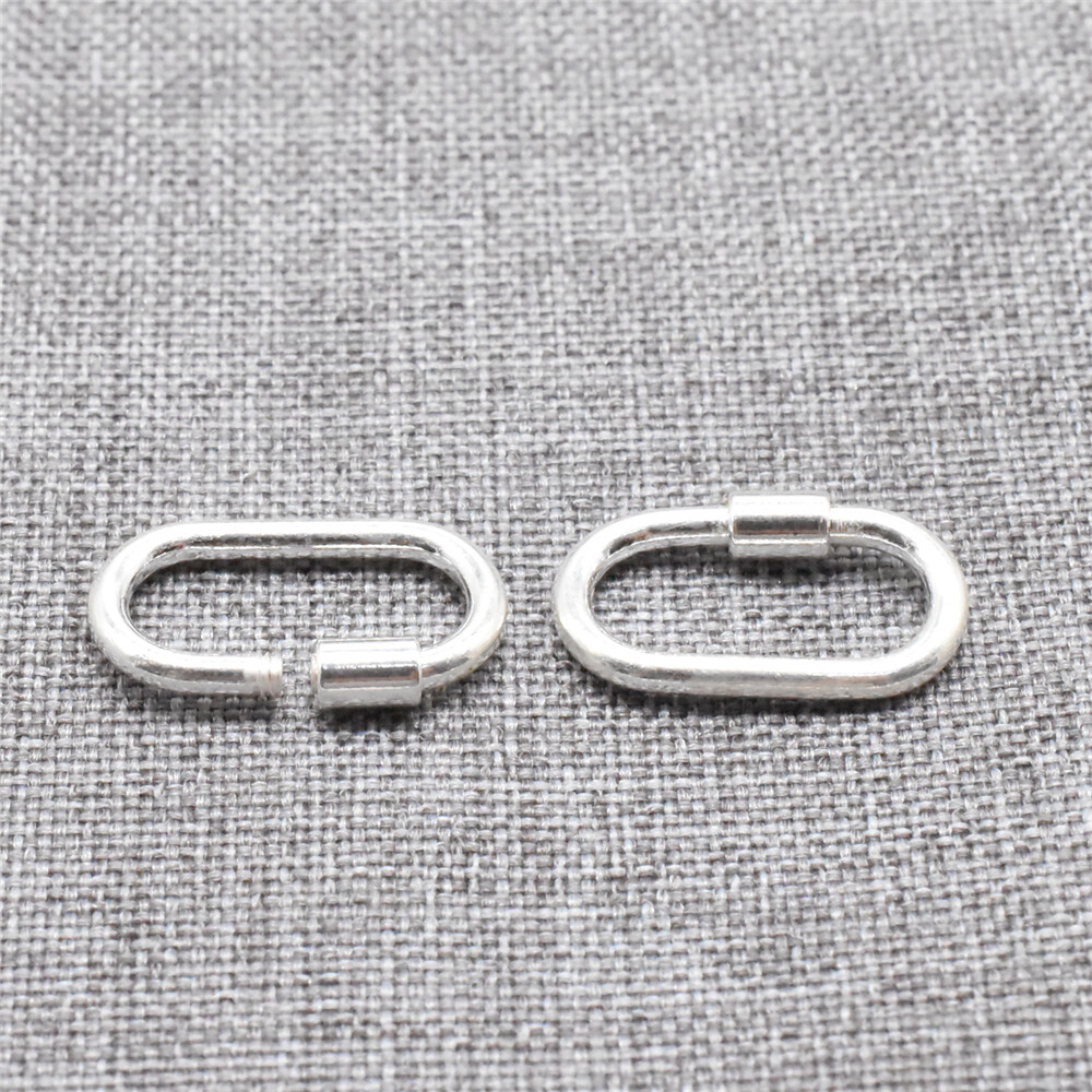 2pcs of 925 Sterling Silver Oval Screw Clasps Connectors for Bracelet Necklace