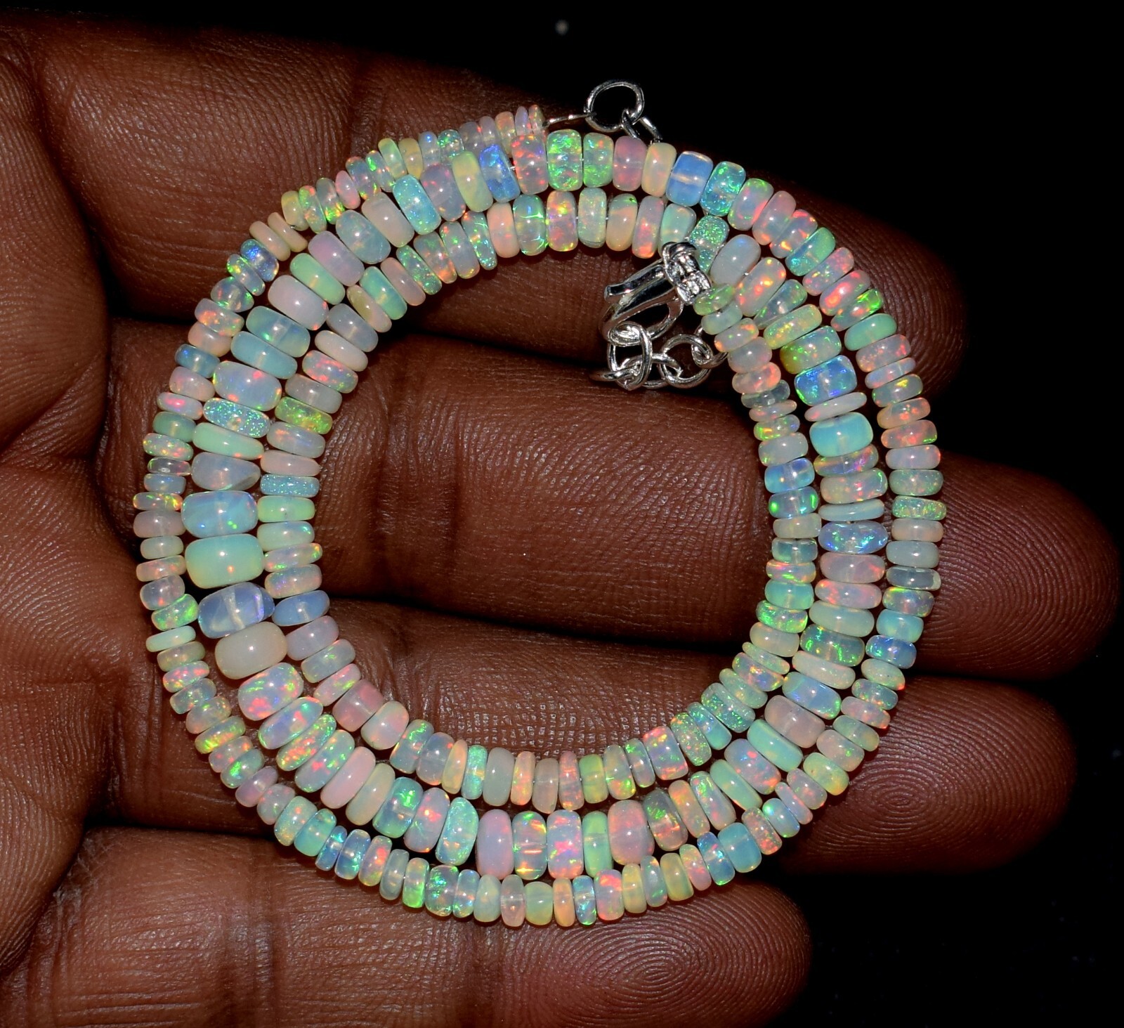A++ Natural Ethiopian Opal Beads Welo Fire Opal Gemstone Beads Necklace”16