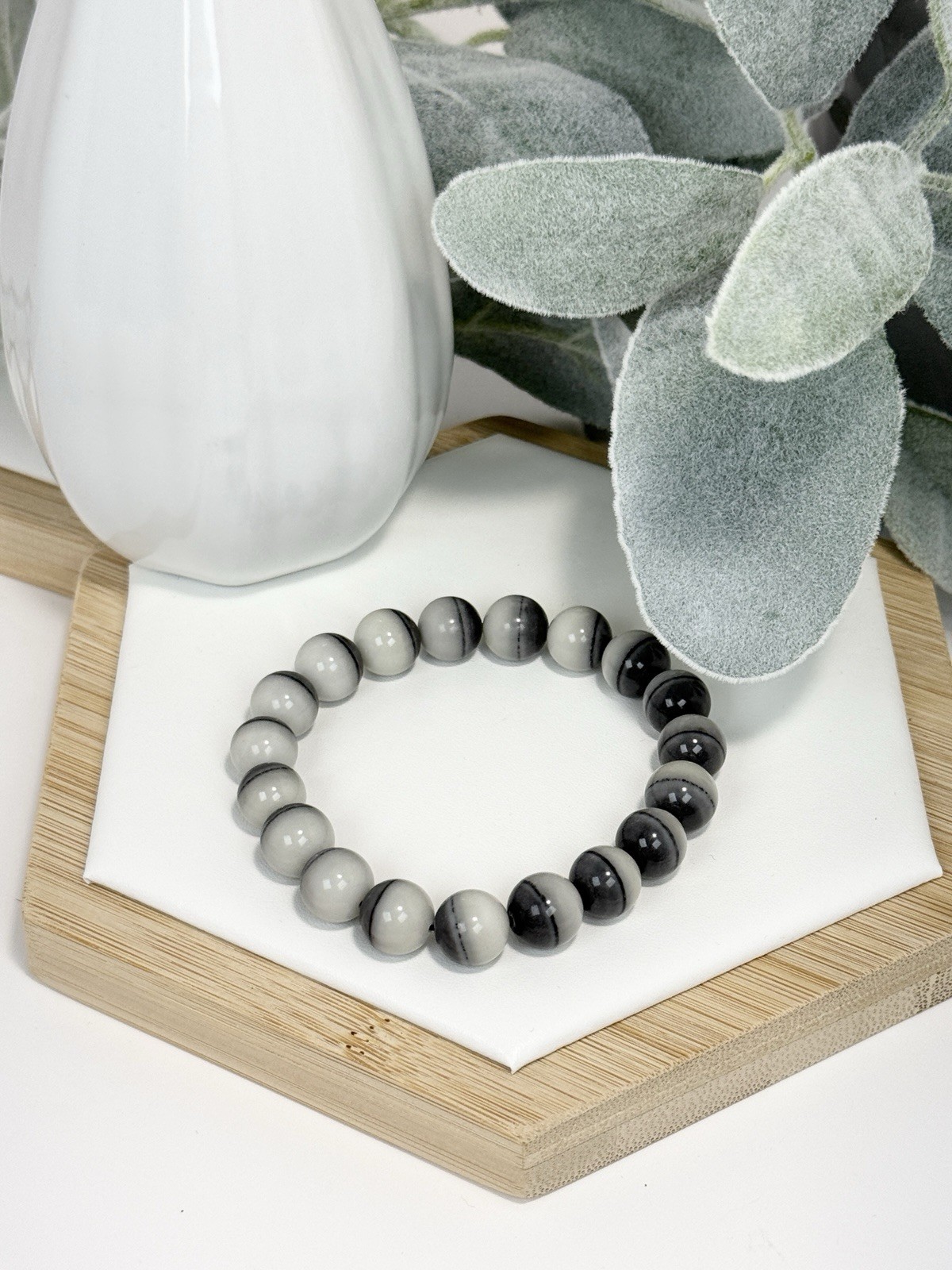 Taiji Jasper Black/White Bead Bracelet 10.8MM