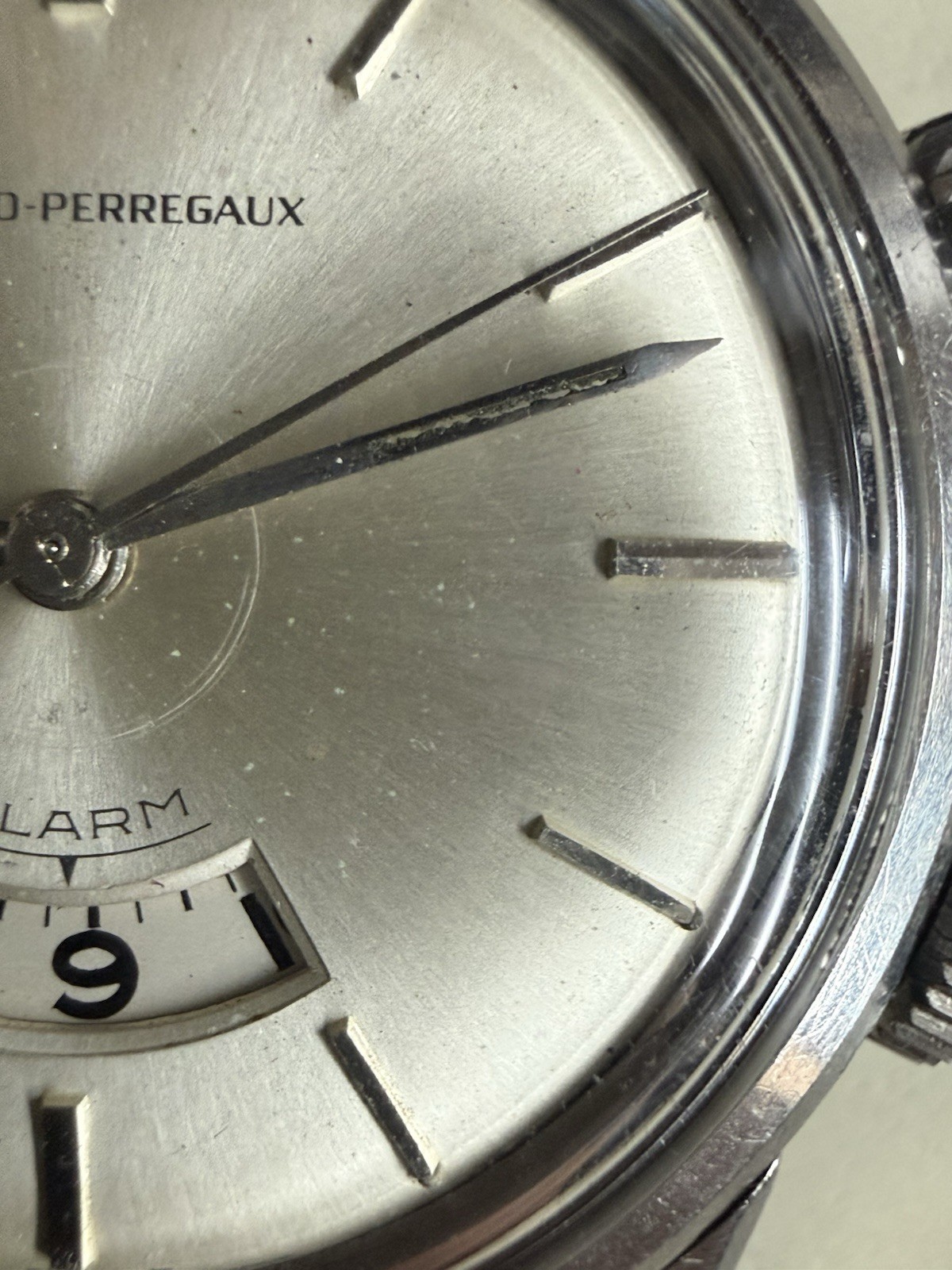 VINTAGE GIRARD PERREGAUX ALARM STAINLESS STEEL MANUAL WIND AS 1475 SWISS WATCH