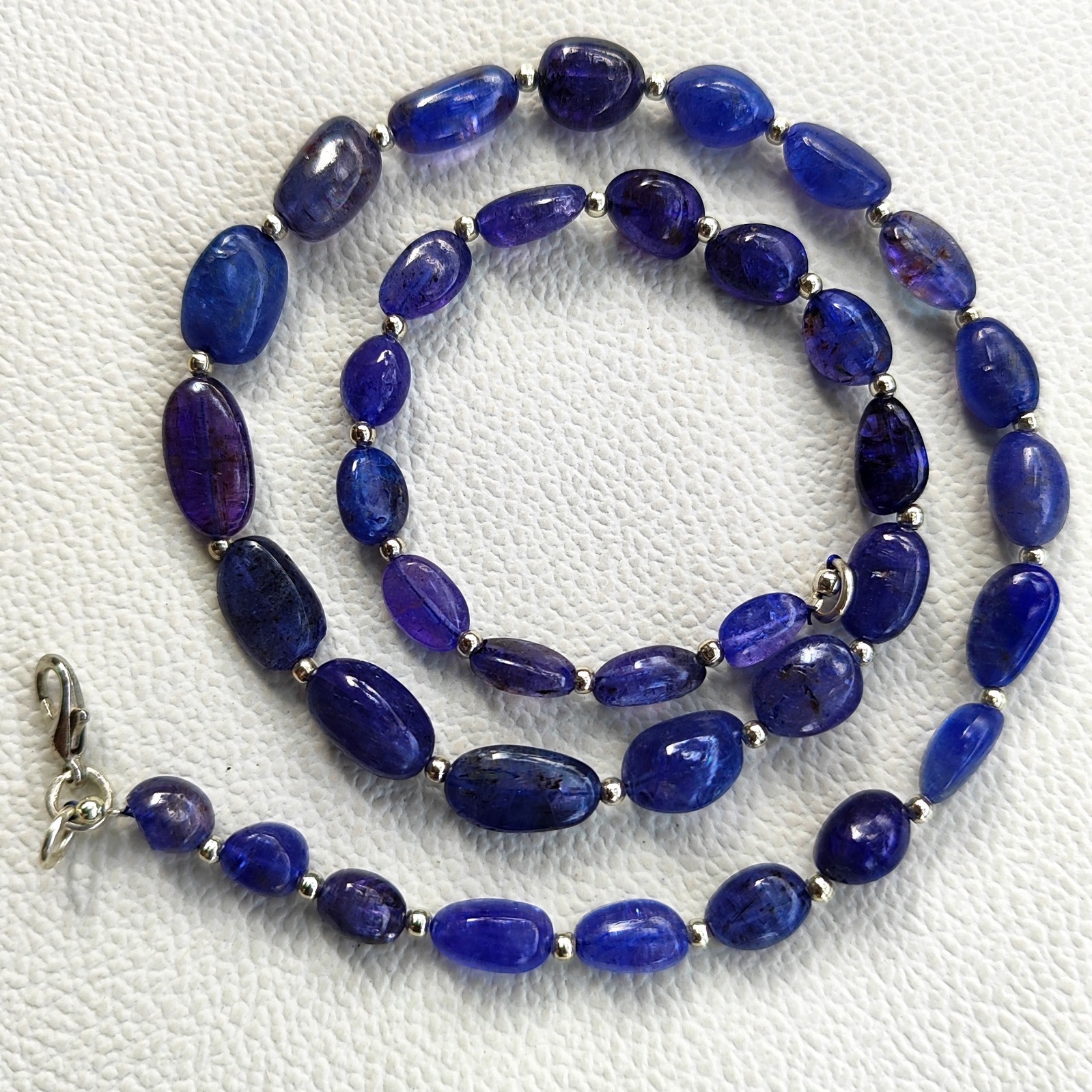Tanzania Bicolor Tanzanite Smooth Nugget Beads Necklace 17.5 Inch 9-12mm Gems